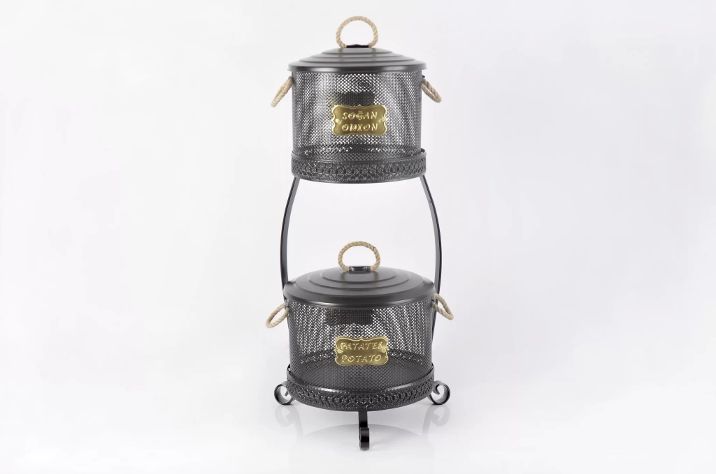 Patates Soğanlık 2Katlı Siyah (Şah-002)Acero-20364