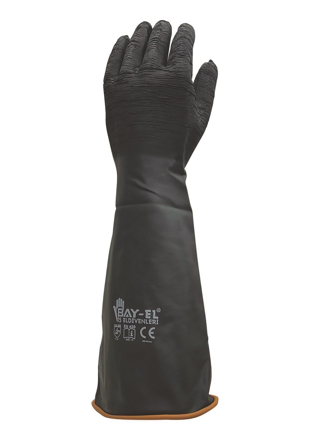 Bay-El Kauçuk Eldiven Siyah-Turuncu 45Cm (En420)