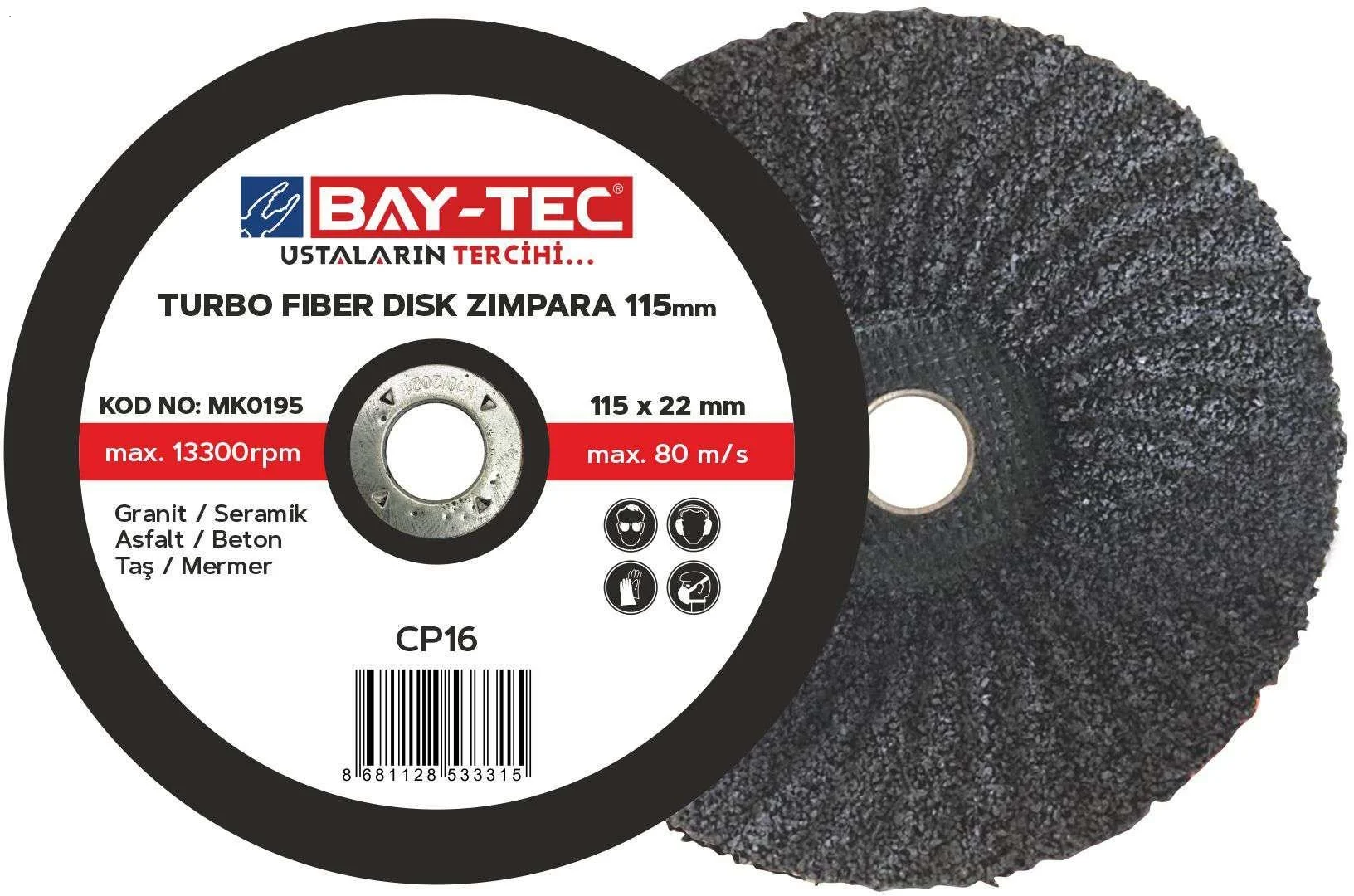 BAY-TEC 115MM TURBO FİBER DİSK ZIMPARA (MK0195)