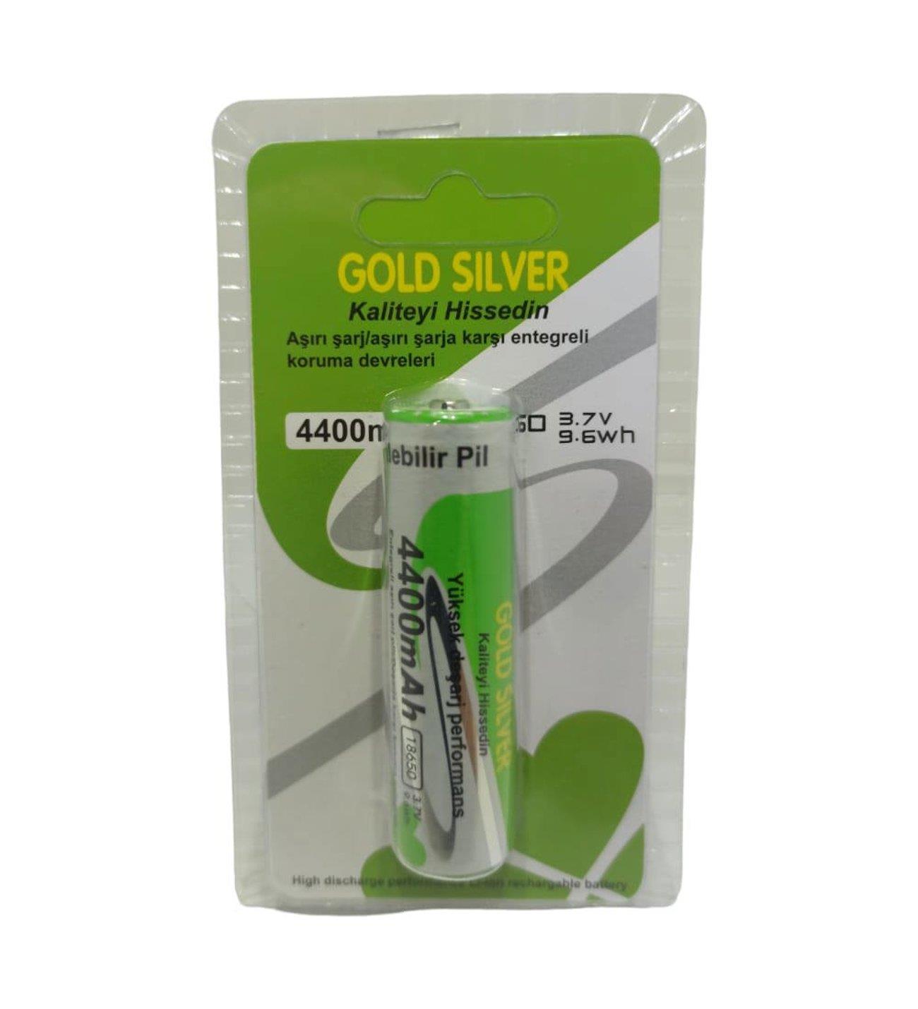 Gold Silver Şarjlı Pil  (18650)