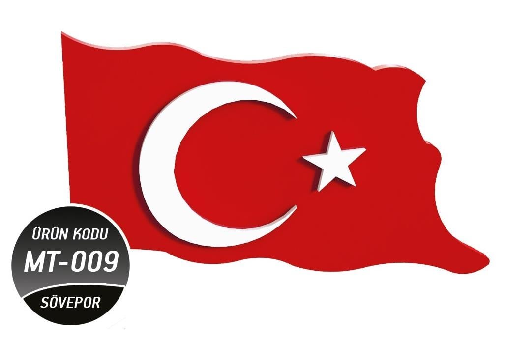Kırmızı Boyalı Türk Bayrağı Dalgalı (Mt-07)Büyük