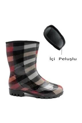 Palalı Pvc Çizme (Kadın) Renkli Kısa-Uzun Peluşlu