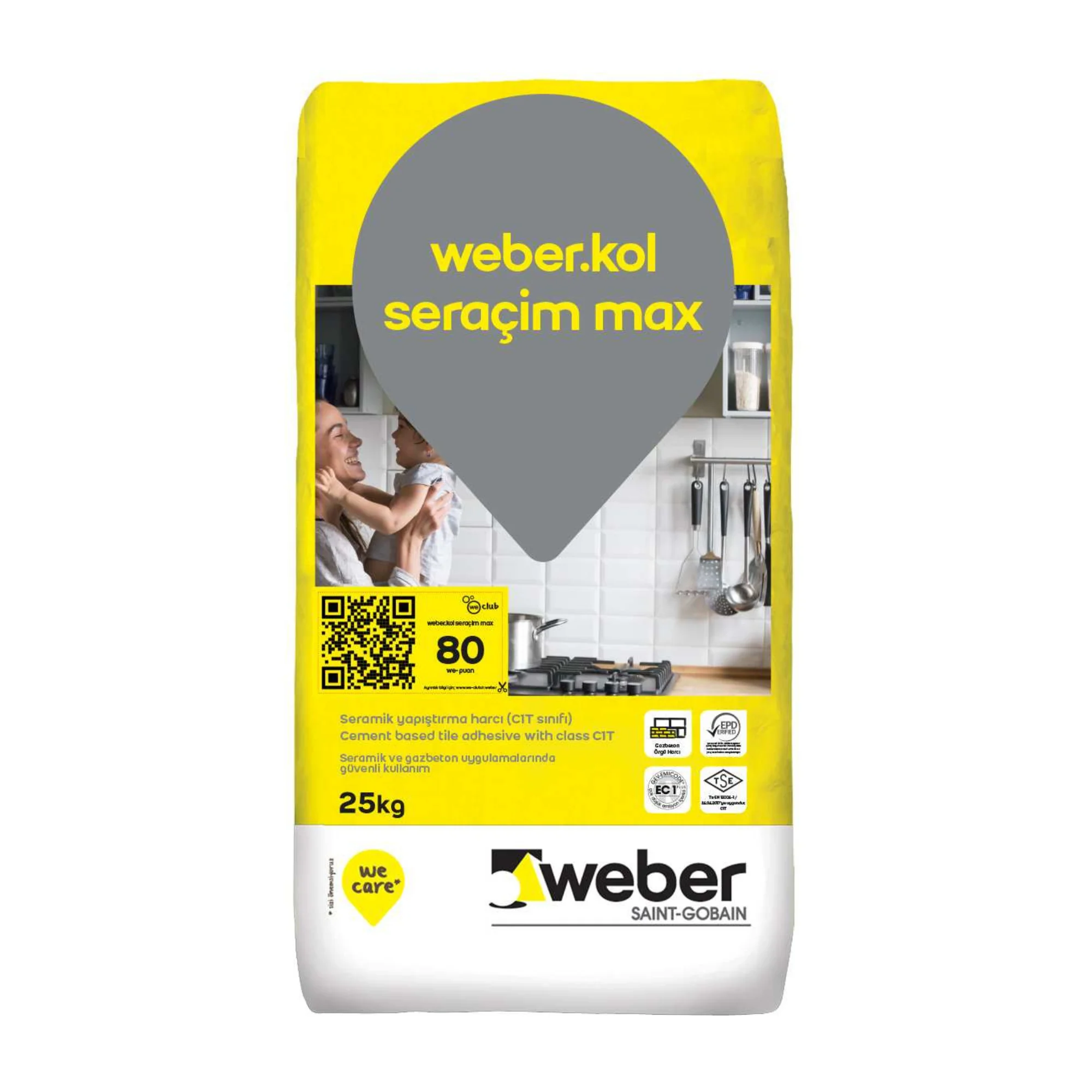 Weber Fayans Yapıştırıcı (Seraçim)Gri 25 Kg