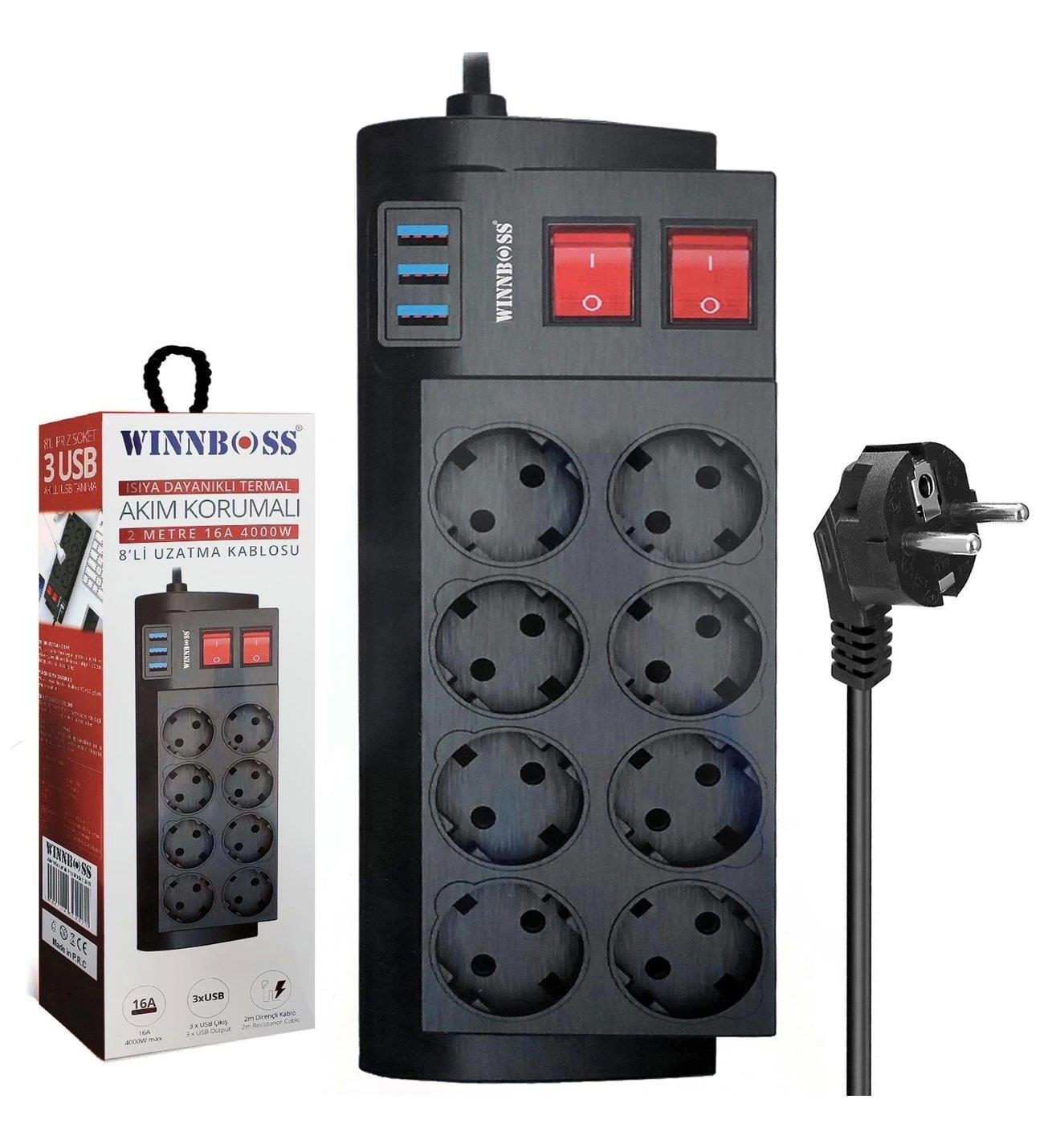Winnboss 8Li Priz Usb Akım Korumalı (No:3411)