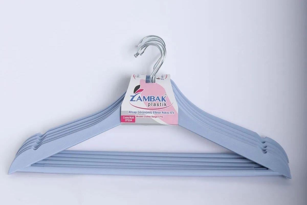 Zambak 6lı Elbise Askısı Ahşap Görünümlü (ZP334)