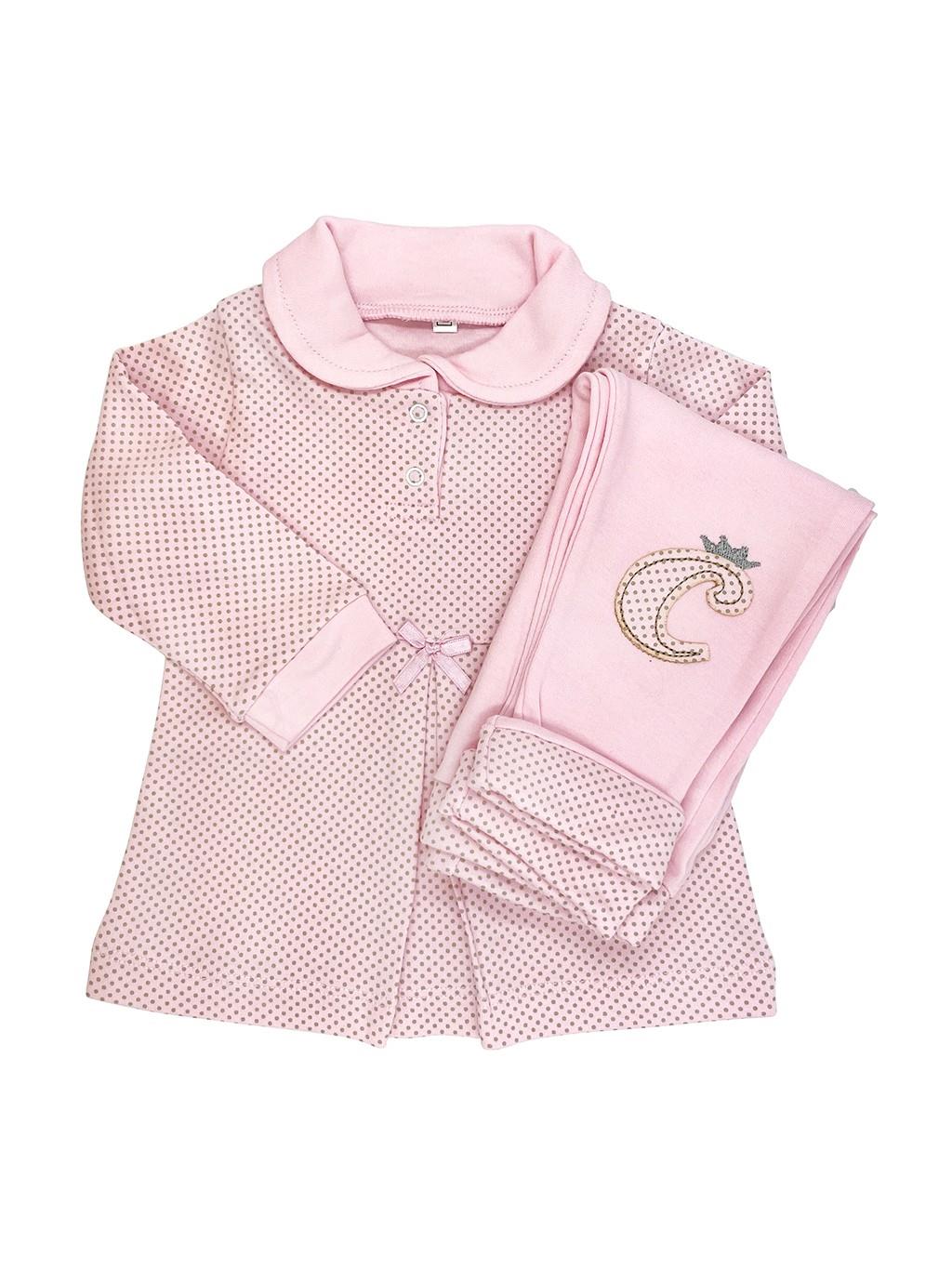 Sema Baby Puantiyeli Elbise 2li Takım 12 Ay  - Pembe