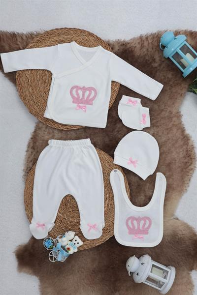 Sema Baby 5 Parça Hastane Çıkışı Zıbın Seti 0-3 Ay - Princess