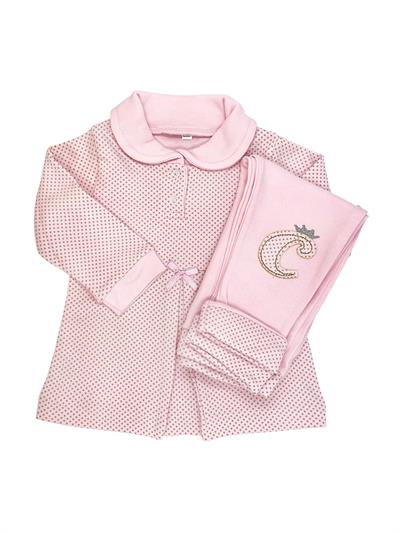 Sema Baby Puantiyeli Elbise 2li Takım 12 Ay  - Pembe