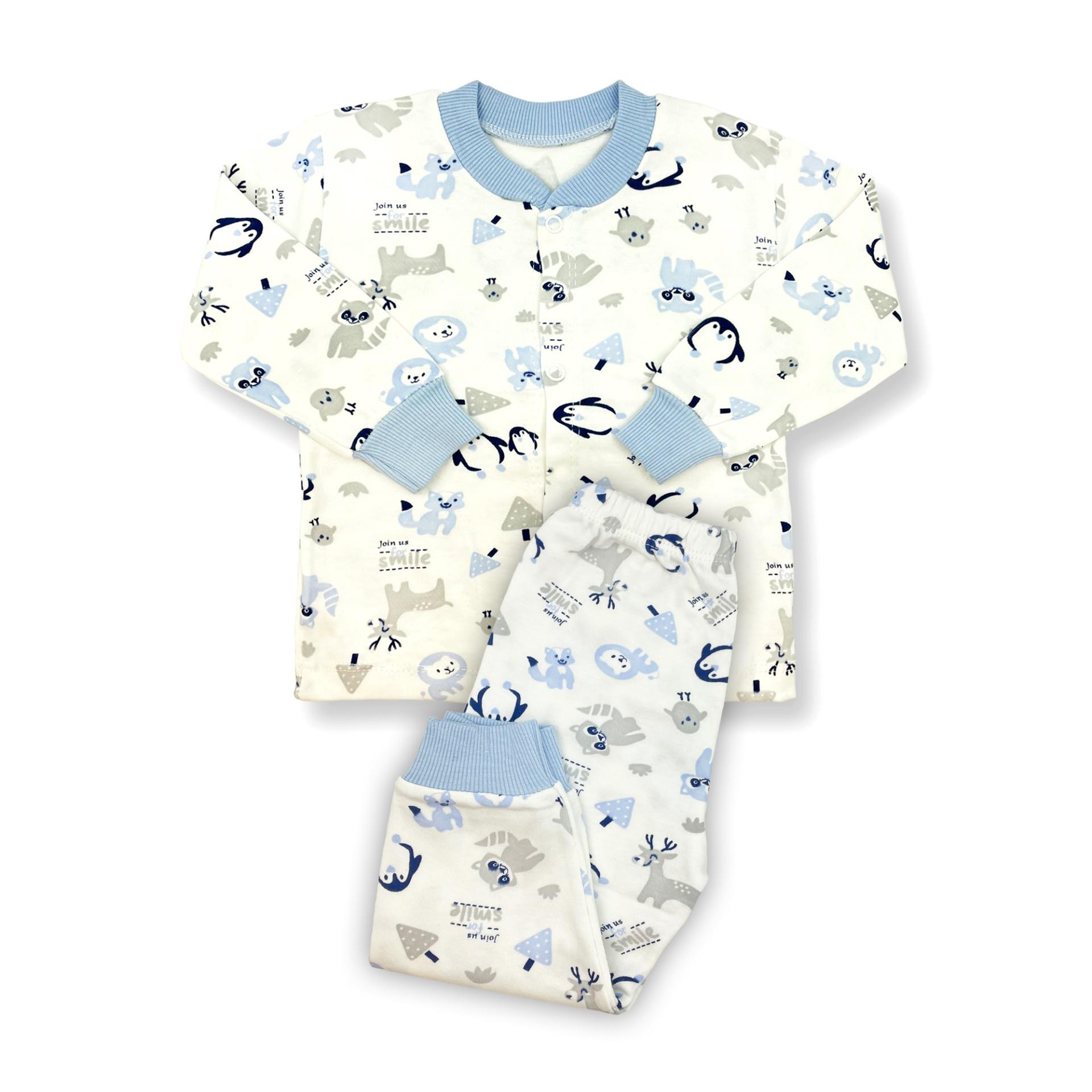 Sema Baby Happy Animals Bebek Pijama Takımı Mavi 0-3 Ay