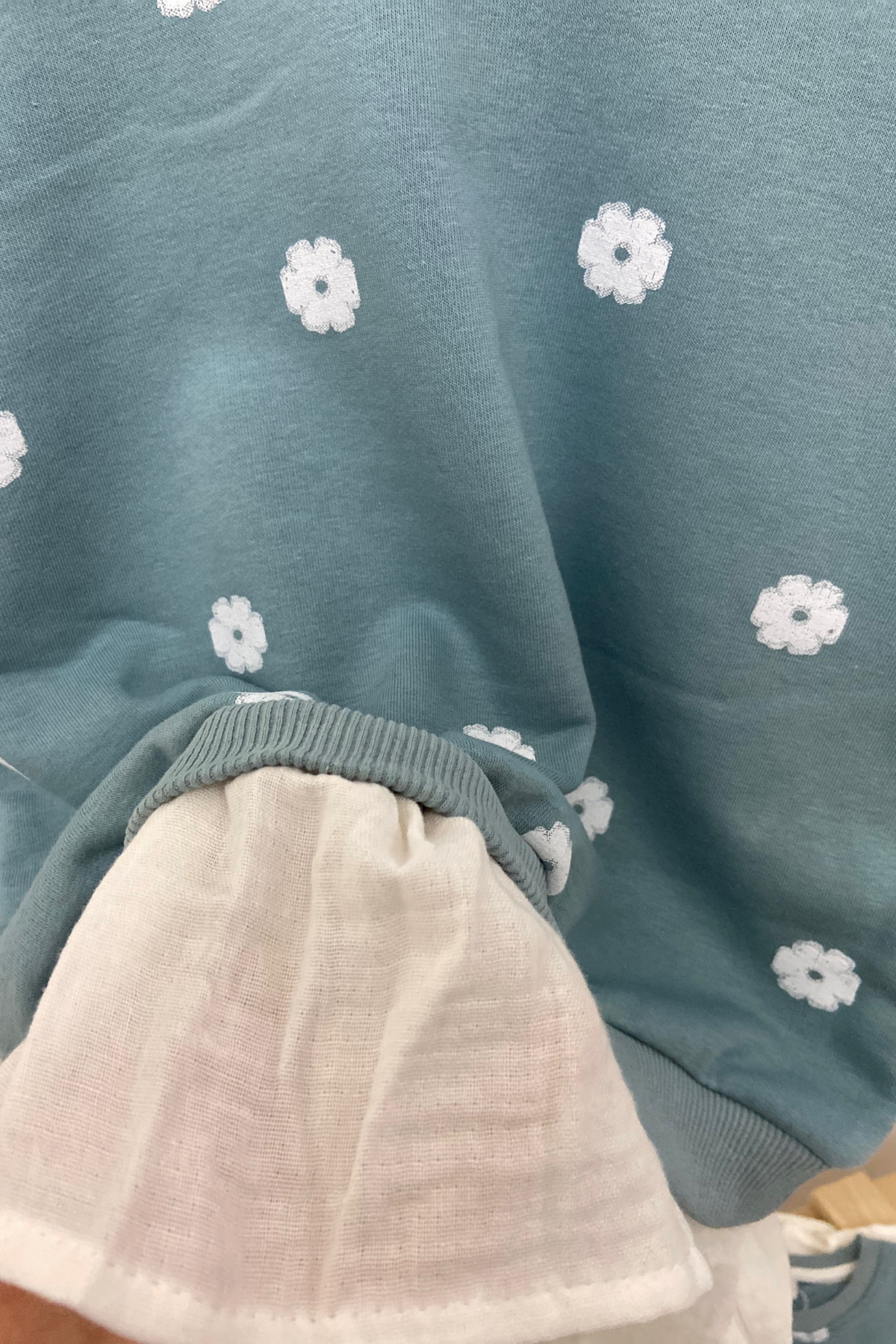 Turkuaz Çiçekli Sweatshirt