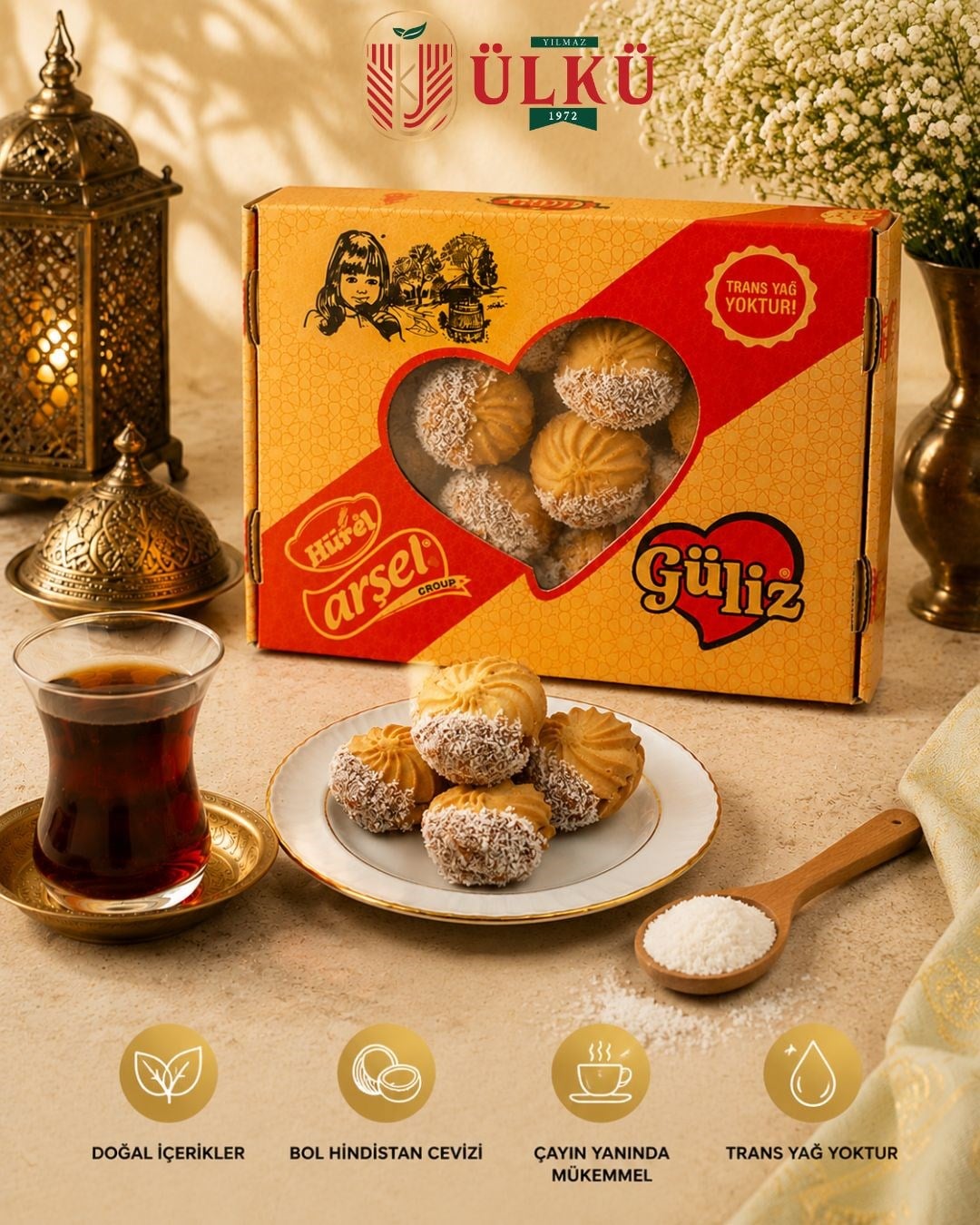 Güliz Doğal Pancar Şekerli Sıkma Kurabiye Trans Yağsız Çay Kahve Yanı Tatlı Atıştırmalık Hediyelik