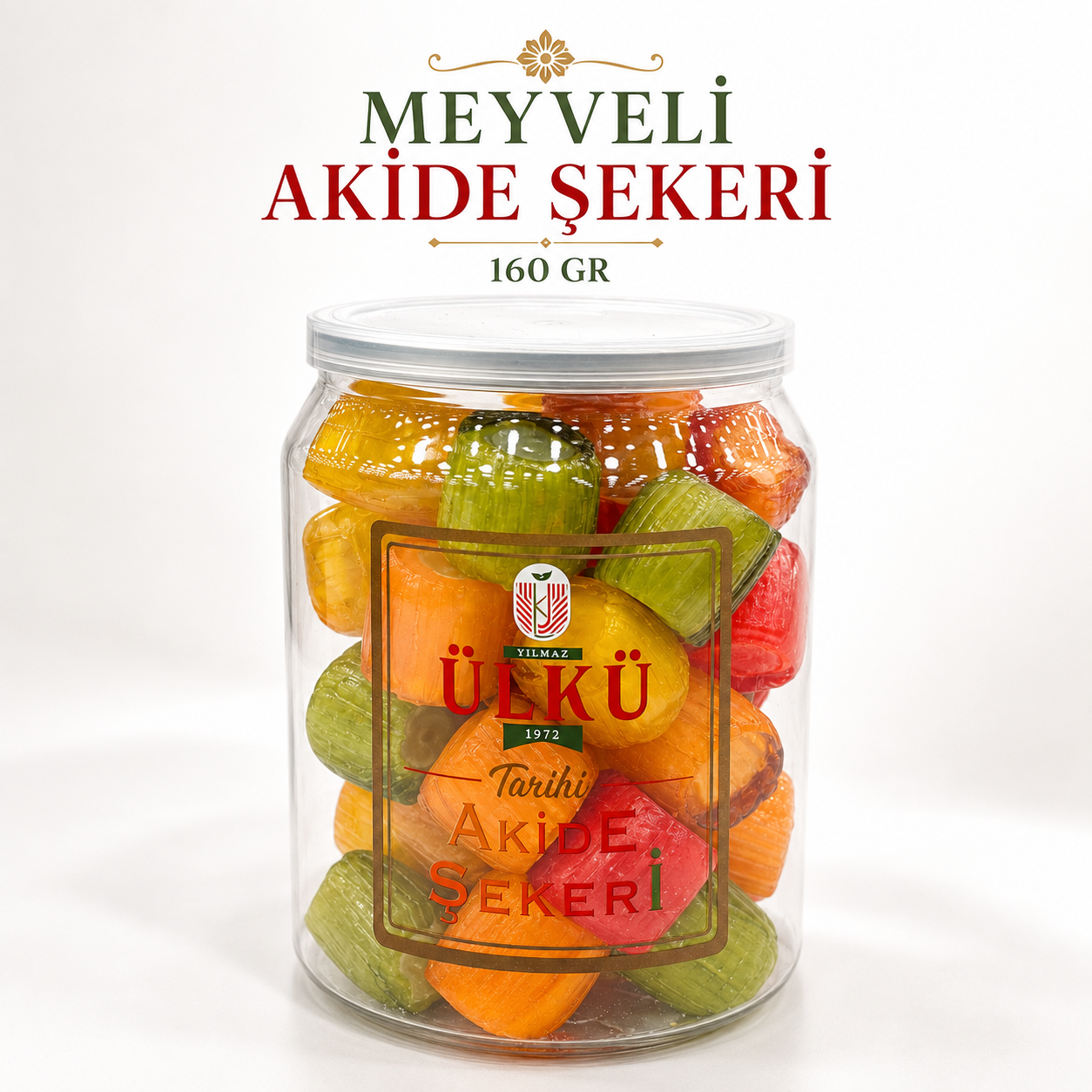 Yılmaz Ülkü Meyveli Akide Şekeri 160 Gr Glikozsuz Geleneksel Nostaljik Sert Şeker İkramlık Bayram Şekeri