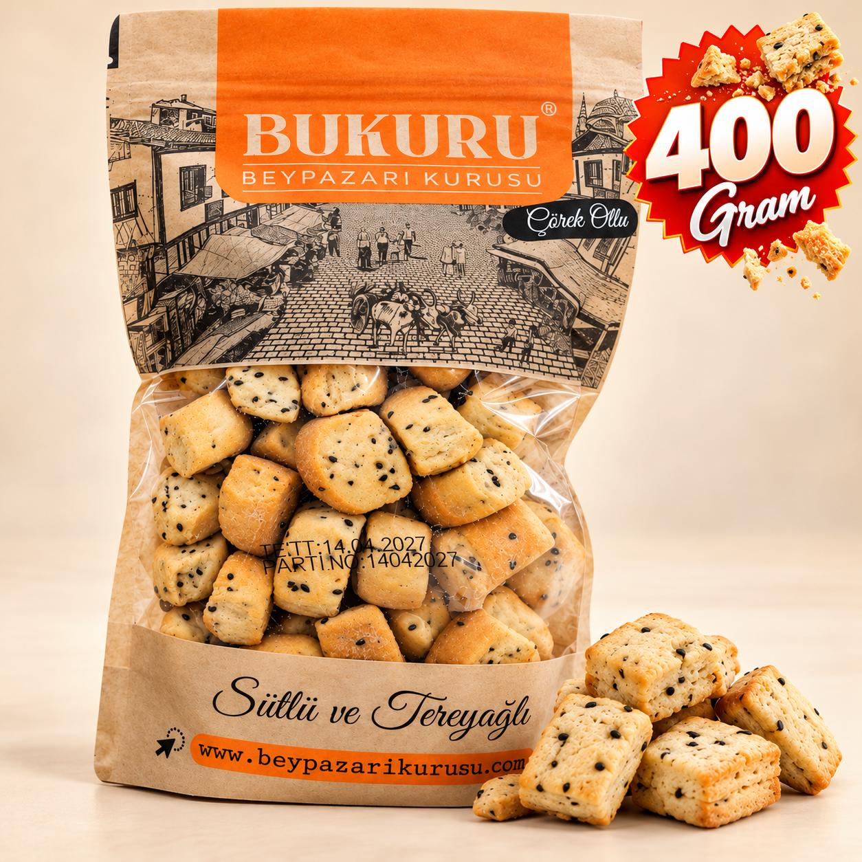 Bukuru Beypazarı Kurusu 400 Gram – Sütlü, Tereyağlı ve Çörek Otlu
