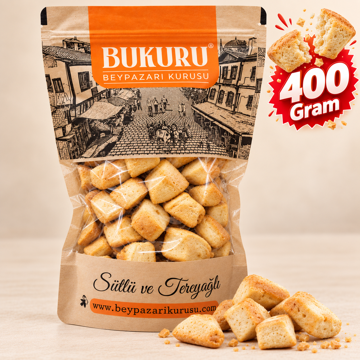 Bukuru Beypazarı Kurusu 400 Gram – Sütlü ve Tereyağlı Geleneksel Lezzet