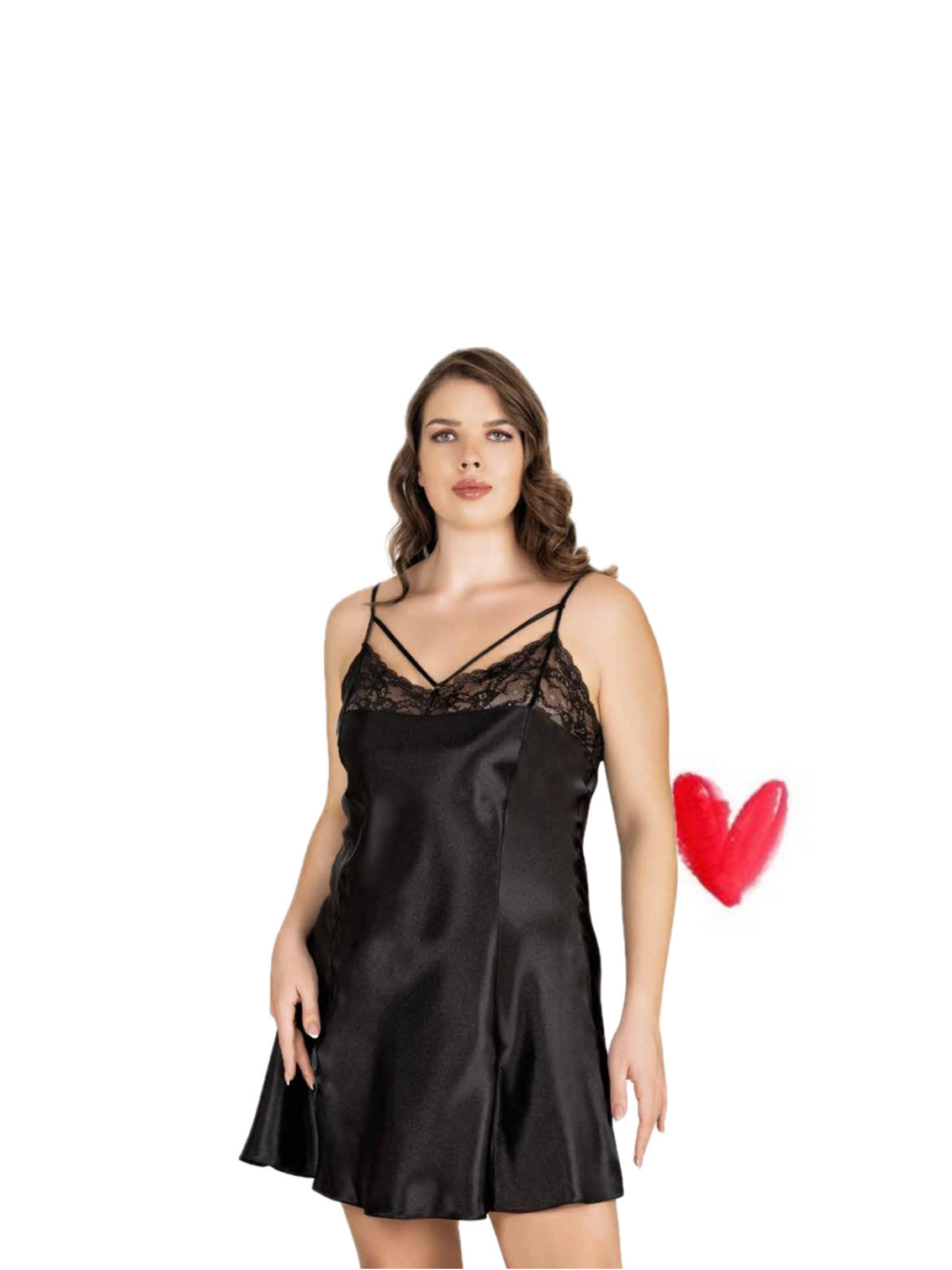 Black Secret Siyah Saten Gecelik
