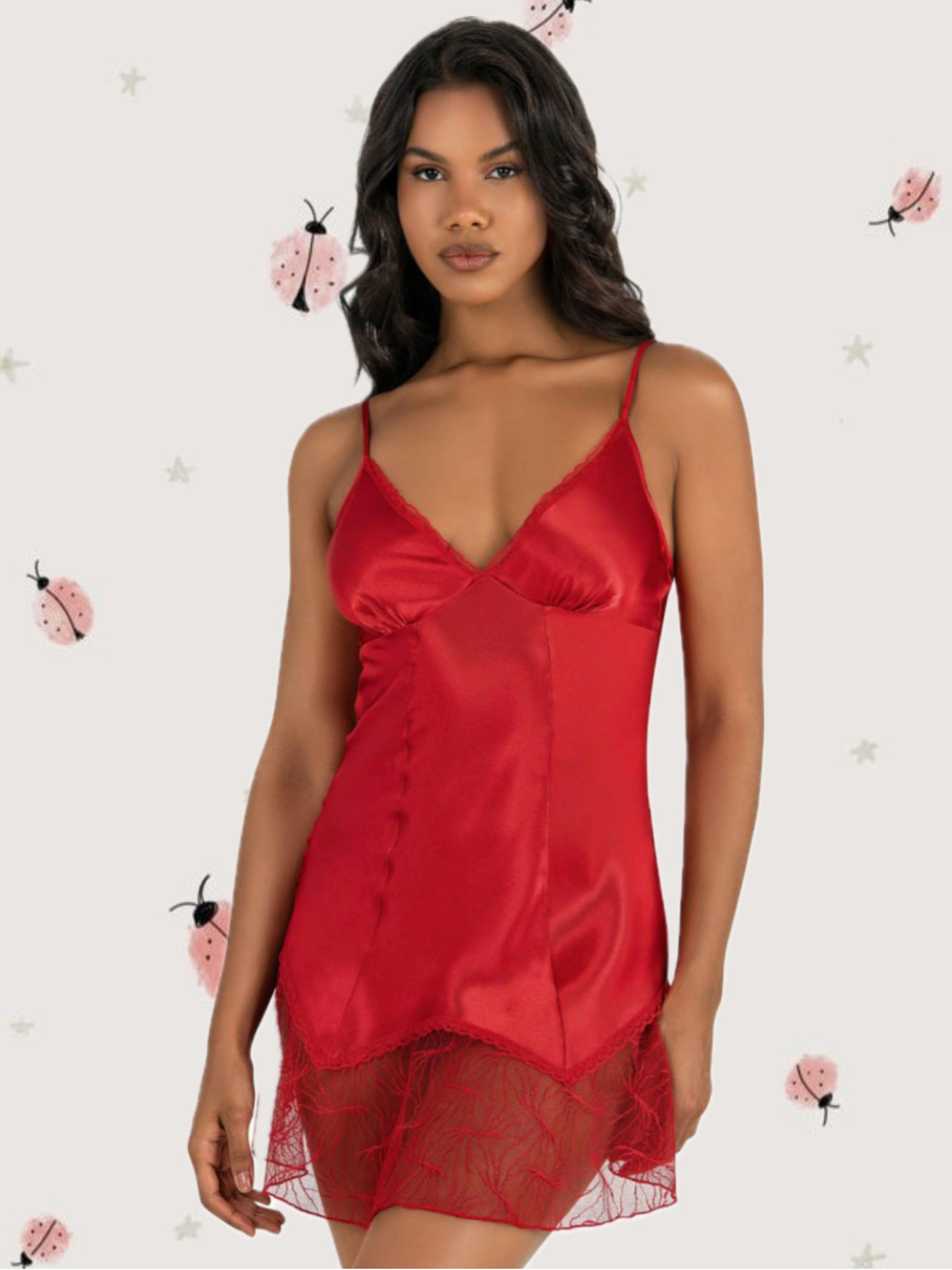 Red Love Kırmızı Saten Gecelik
