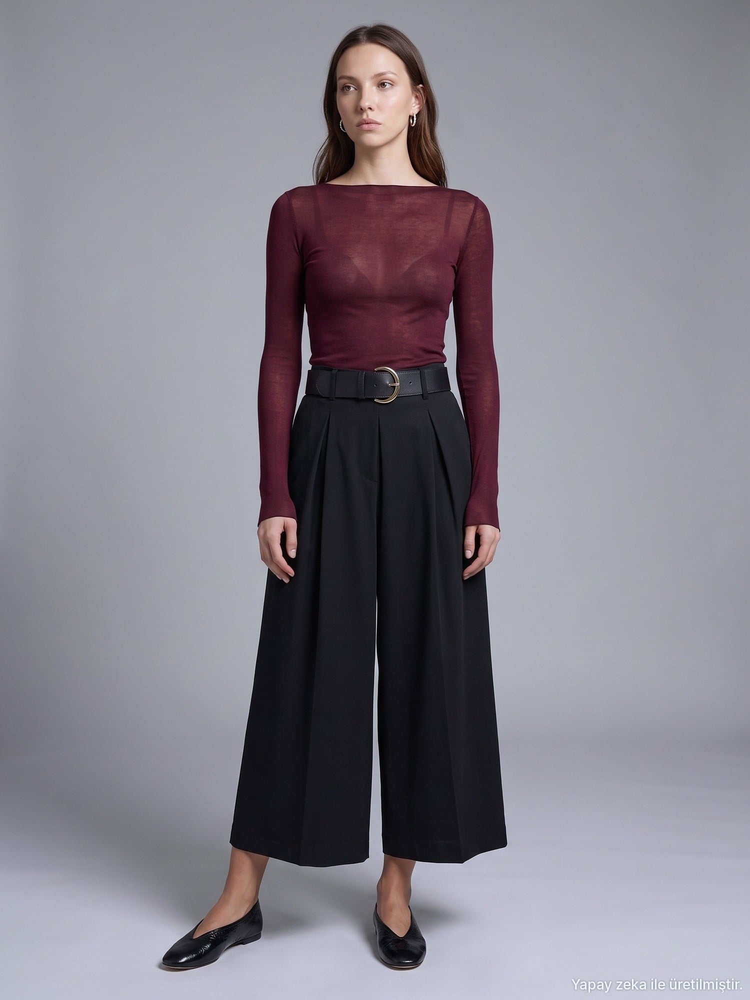  Kemerli Culotte Pantolon-Siyah