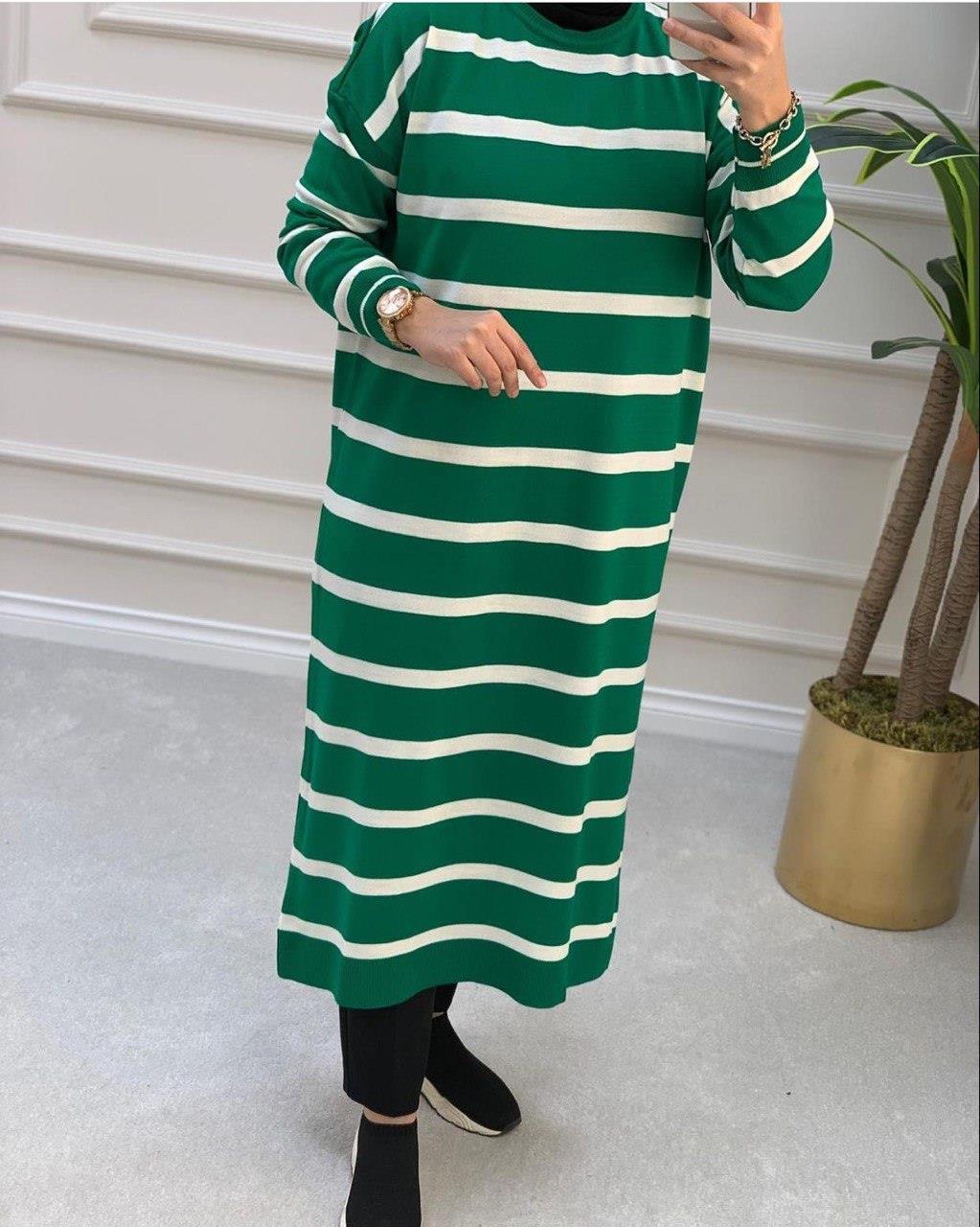 Çizgi Detaylı Triko Tunik