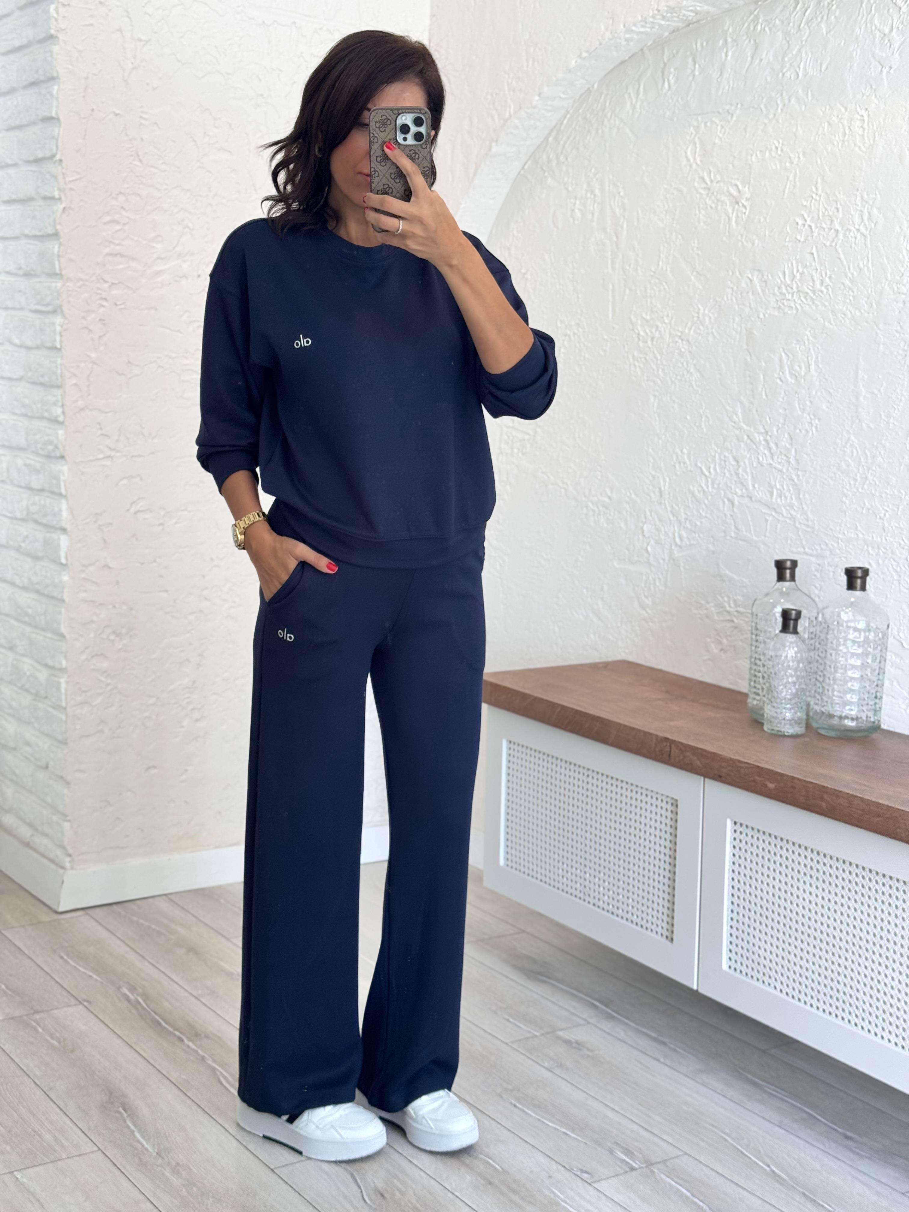 Modal Bisiklet Yaka Sweat Takım Lacivert