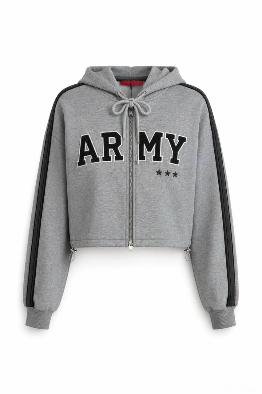 Nakış Detaylı Sweatshirt Gri Melanj