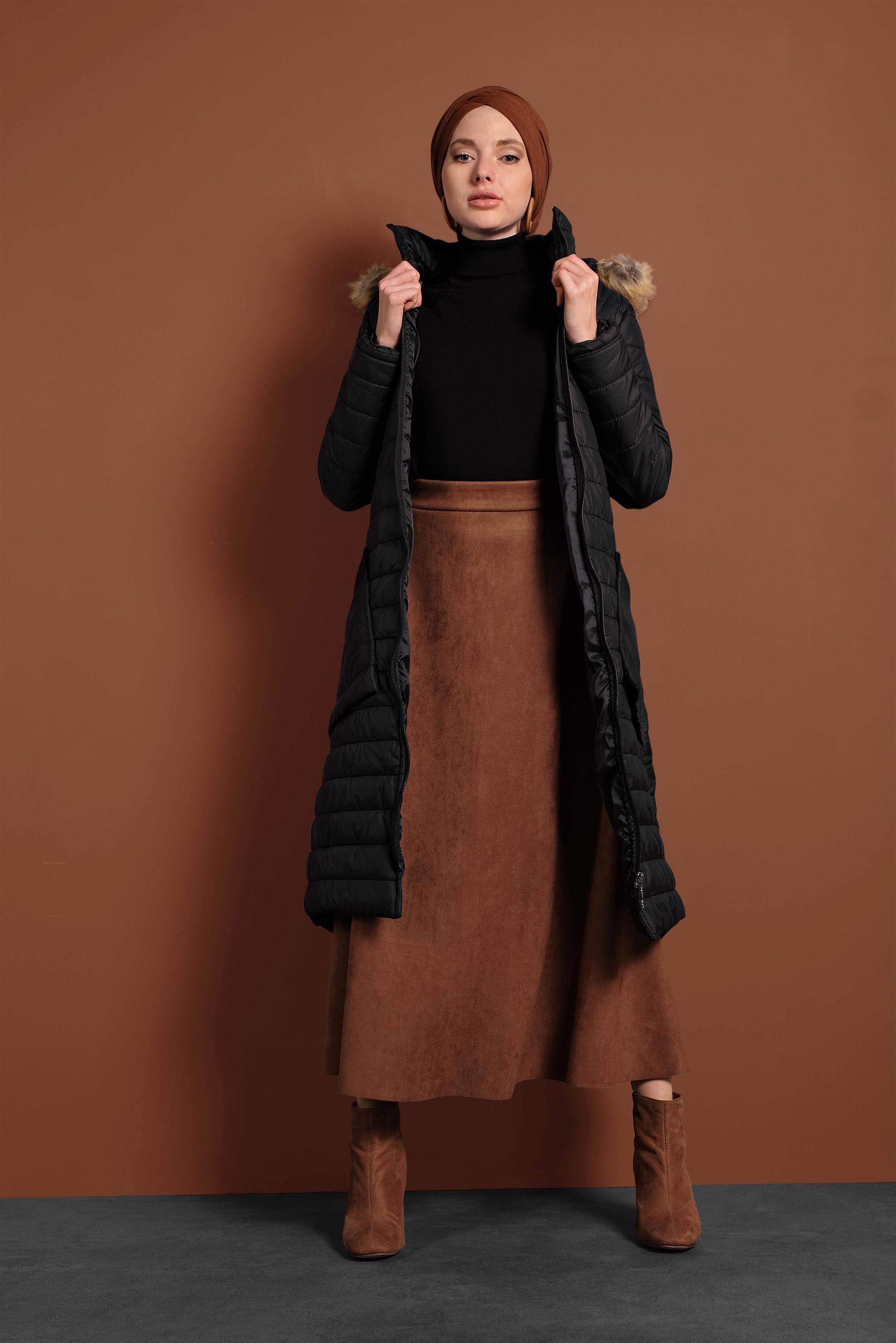 TABA VOLANLI SÜET ETEK