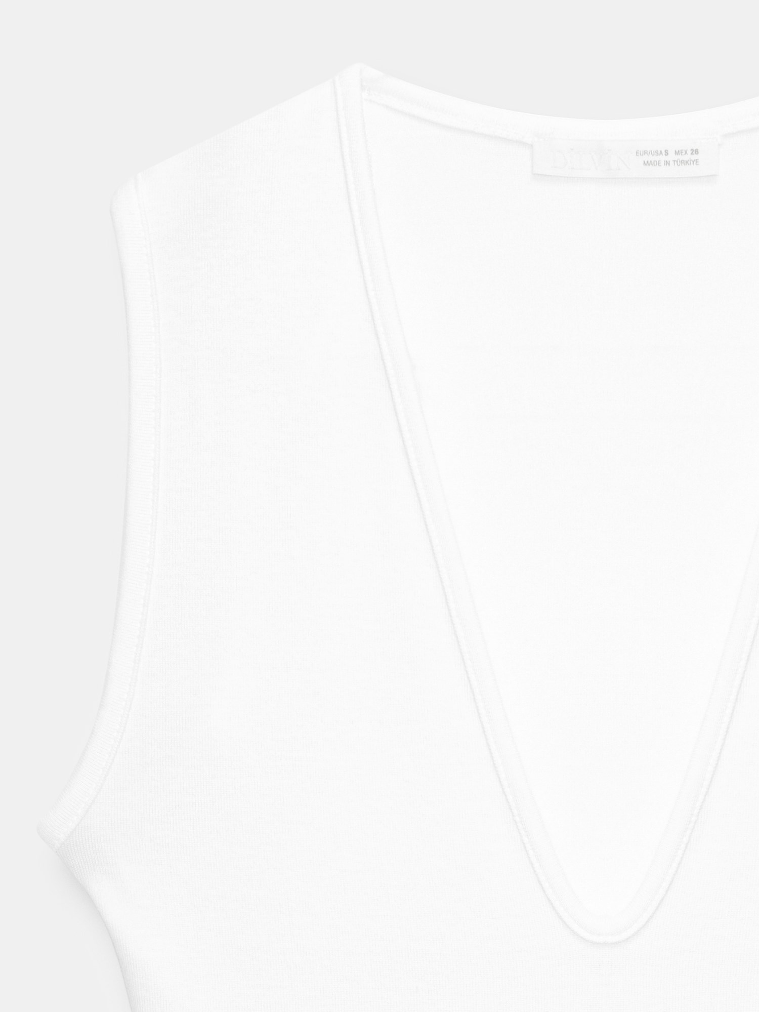  V Yaka Bodysuit-Beyaz