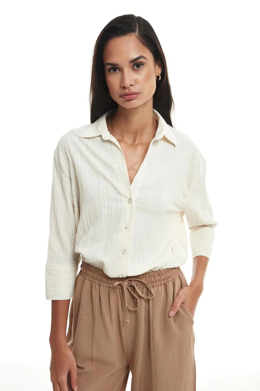Fakir Kol Düğmeli Gömlek Naturel