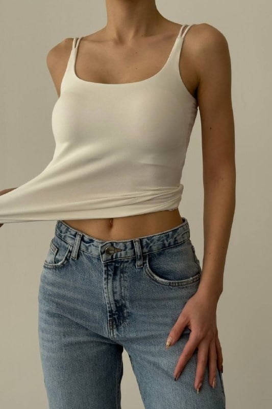 Geniş Yaka Çift Askılı Atlet