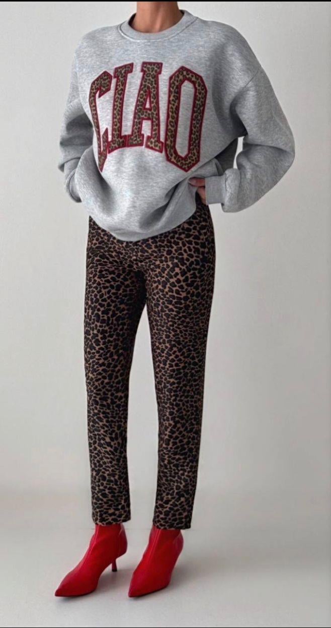 Leopar Baskı Detaylı Sweatshirt Grimelanj