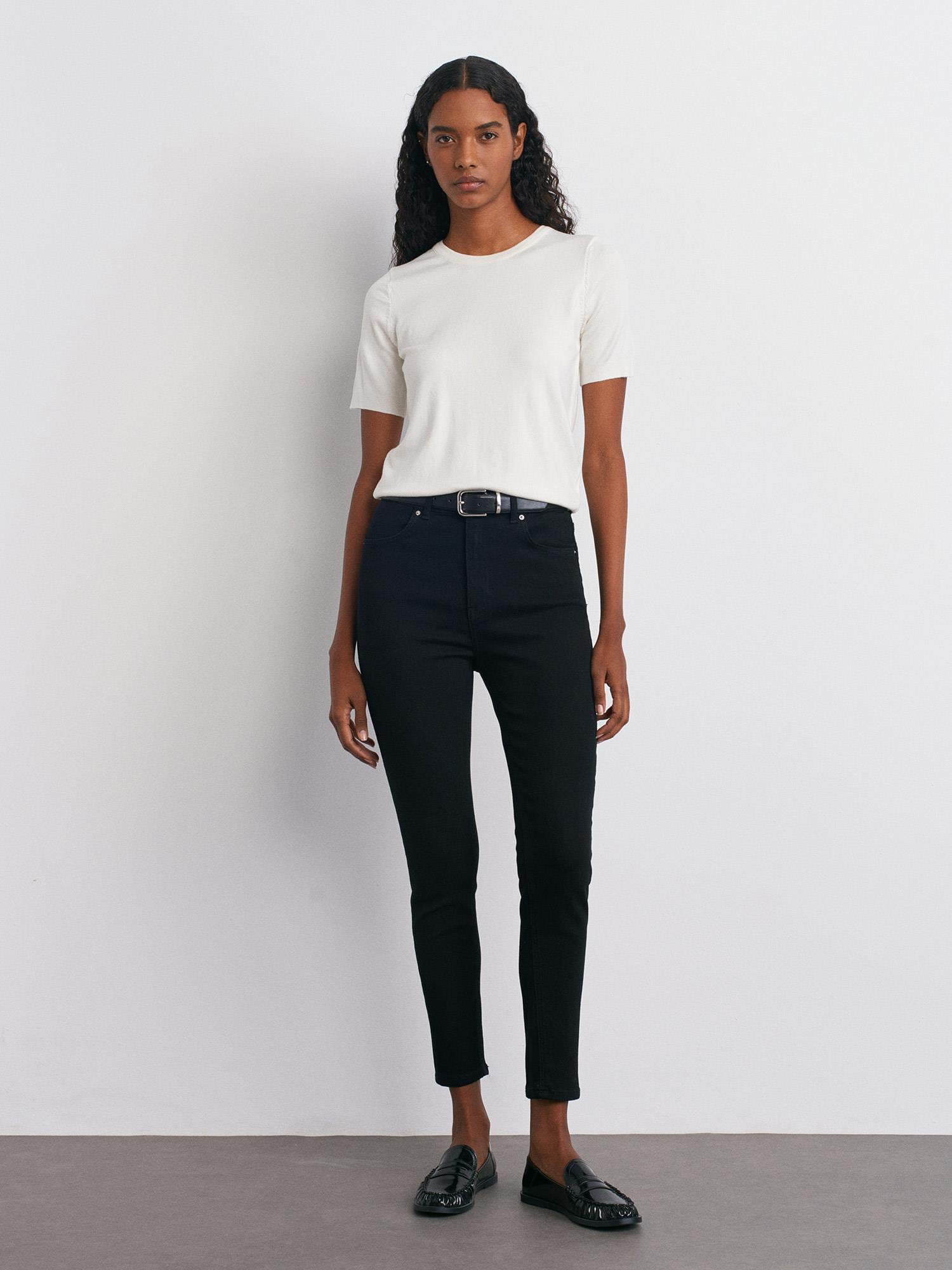 Likralı Darpaça Denim Pantolon-Siyah