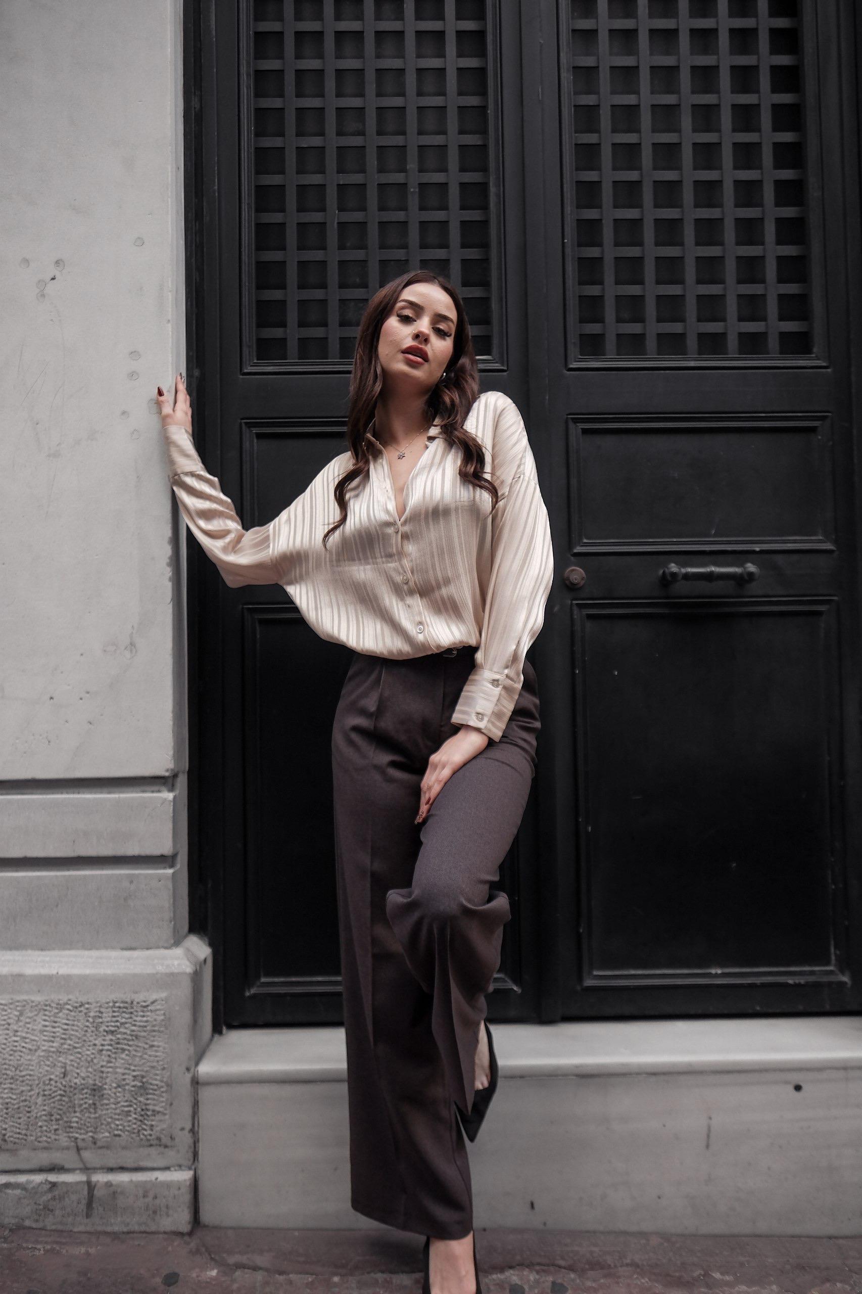 Lizbon Saten Gömlek Taş