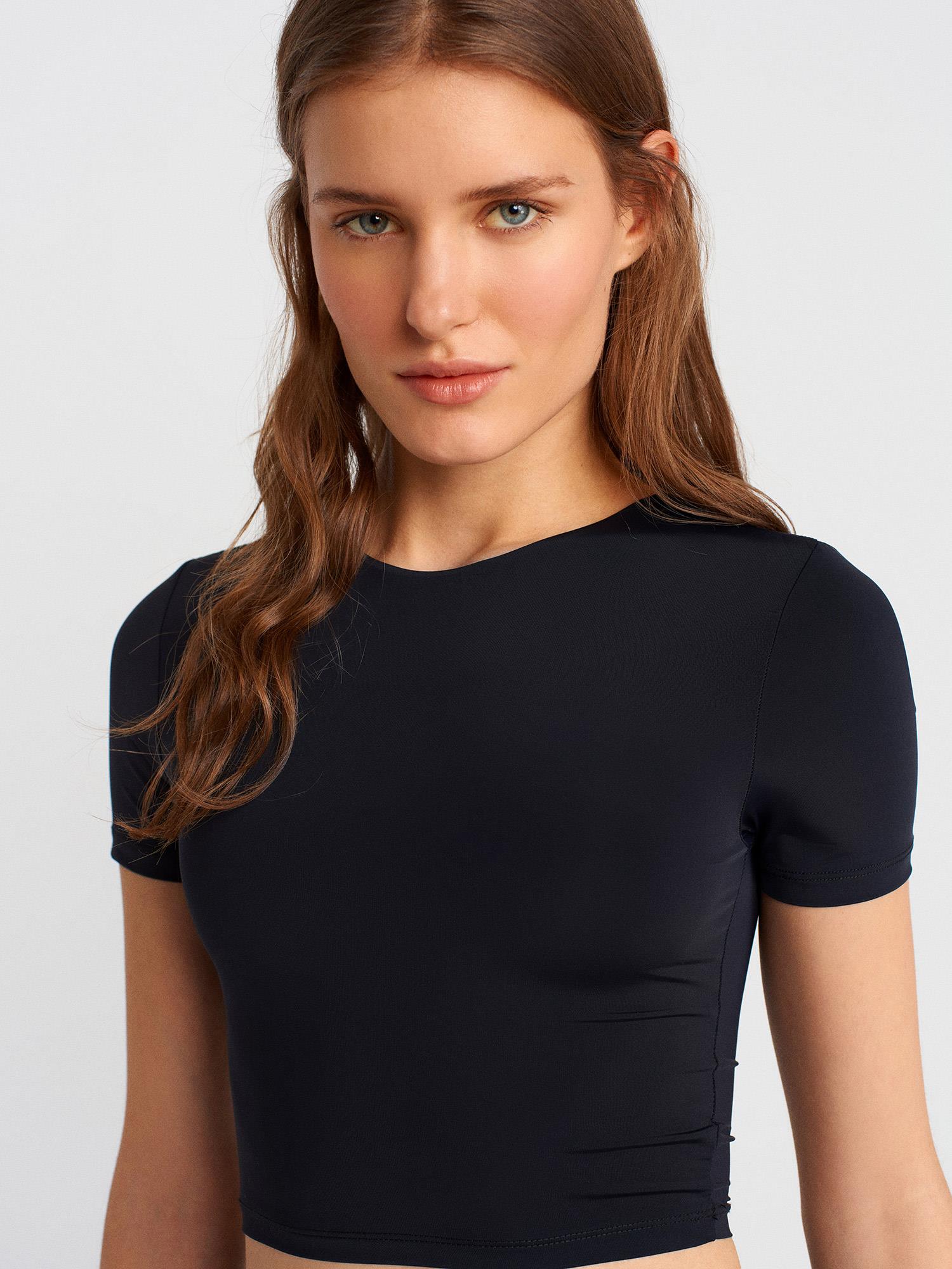 Modal Crop Top-Siyah
