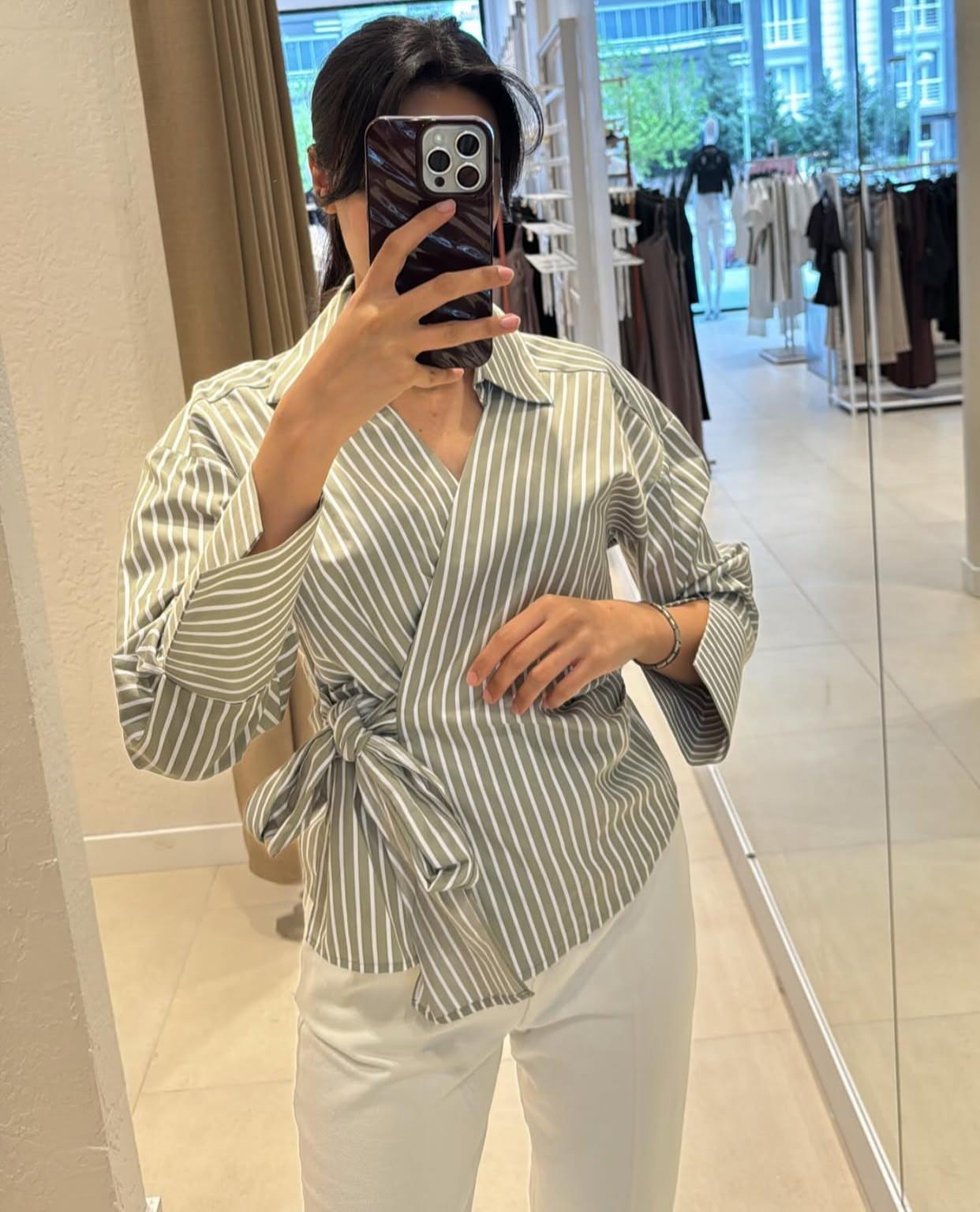 Önden Bağlamalı Poplin Gömlek Özel Tasarım Gömlek Lacivert Gömlek