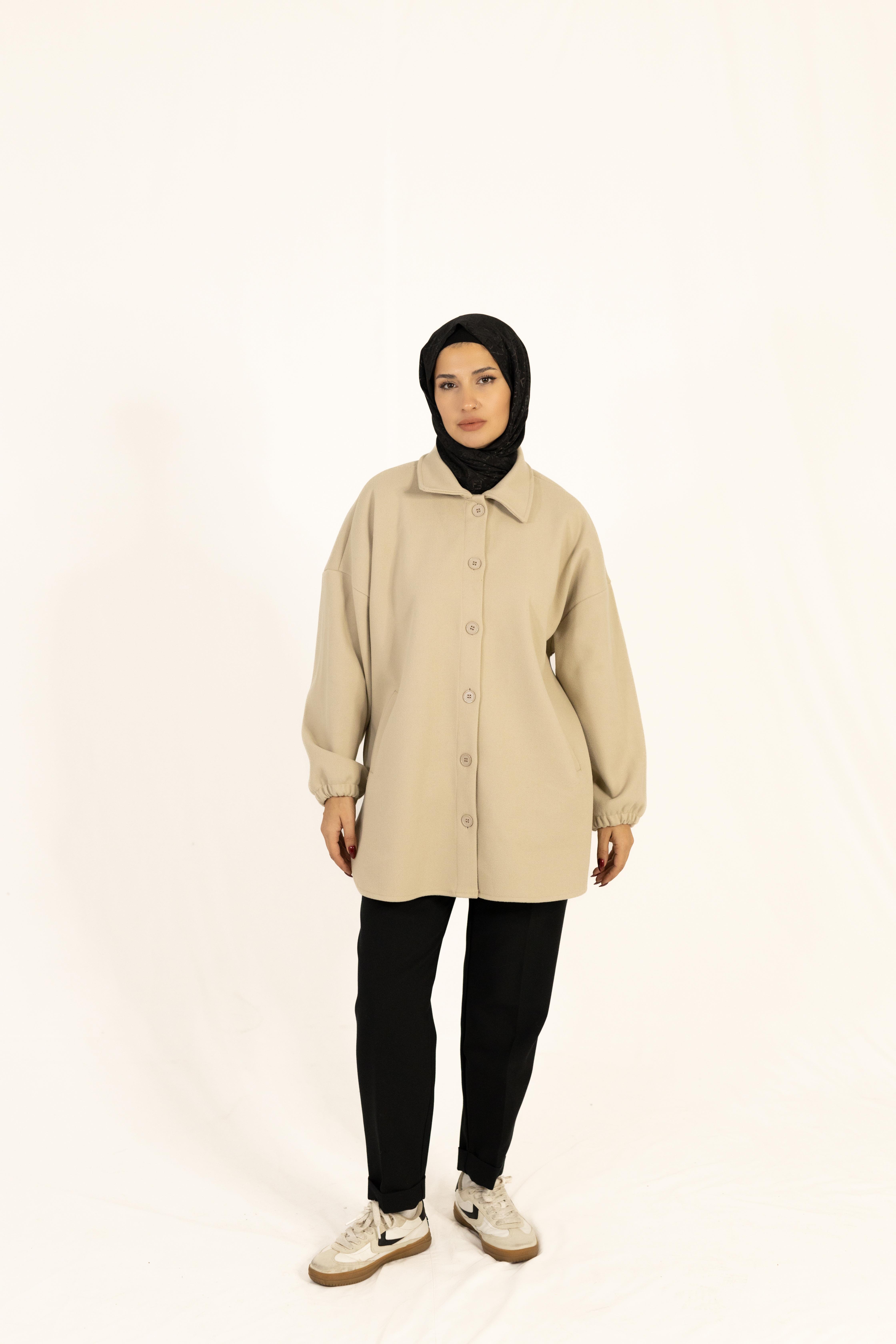 Rahat Kalıp Buklet Ceket Bej