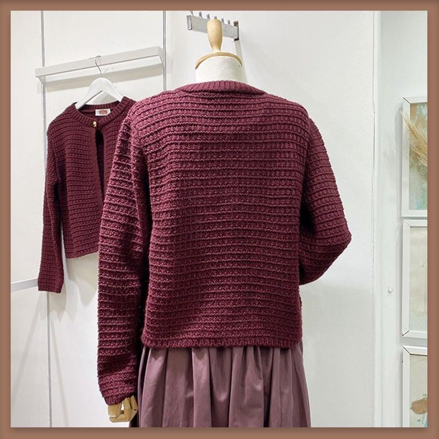 TEK DÜĞMELİ ÖRGÜ HIRKA-bordo