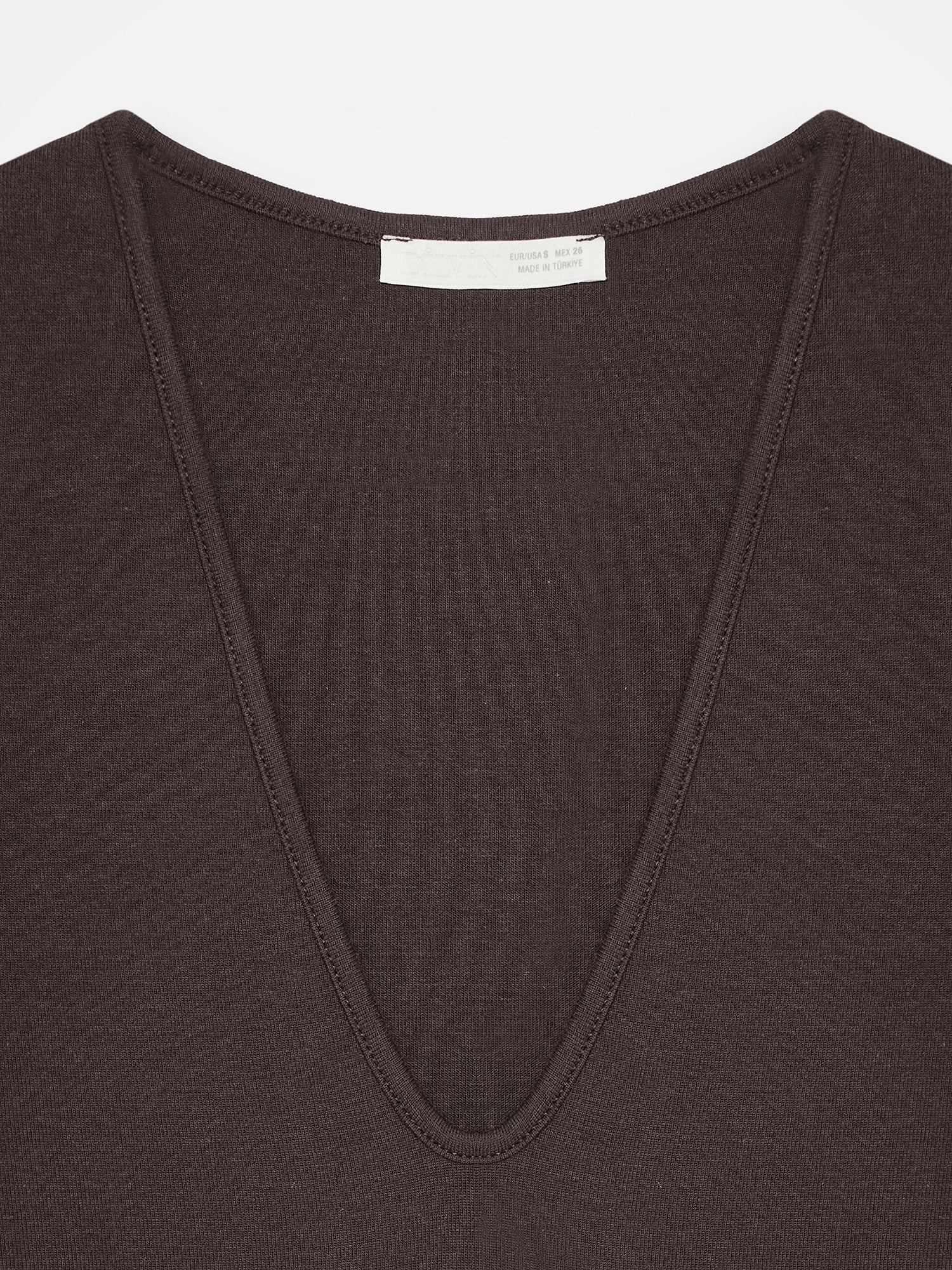 V Yaka Bodysuit-Kahve