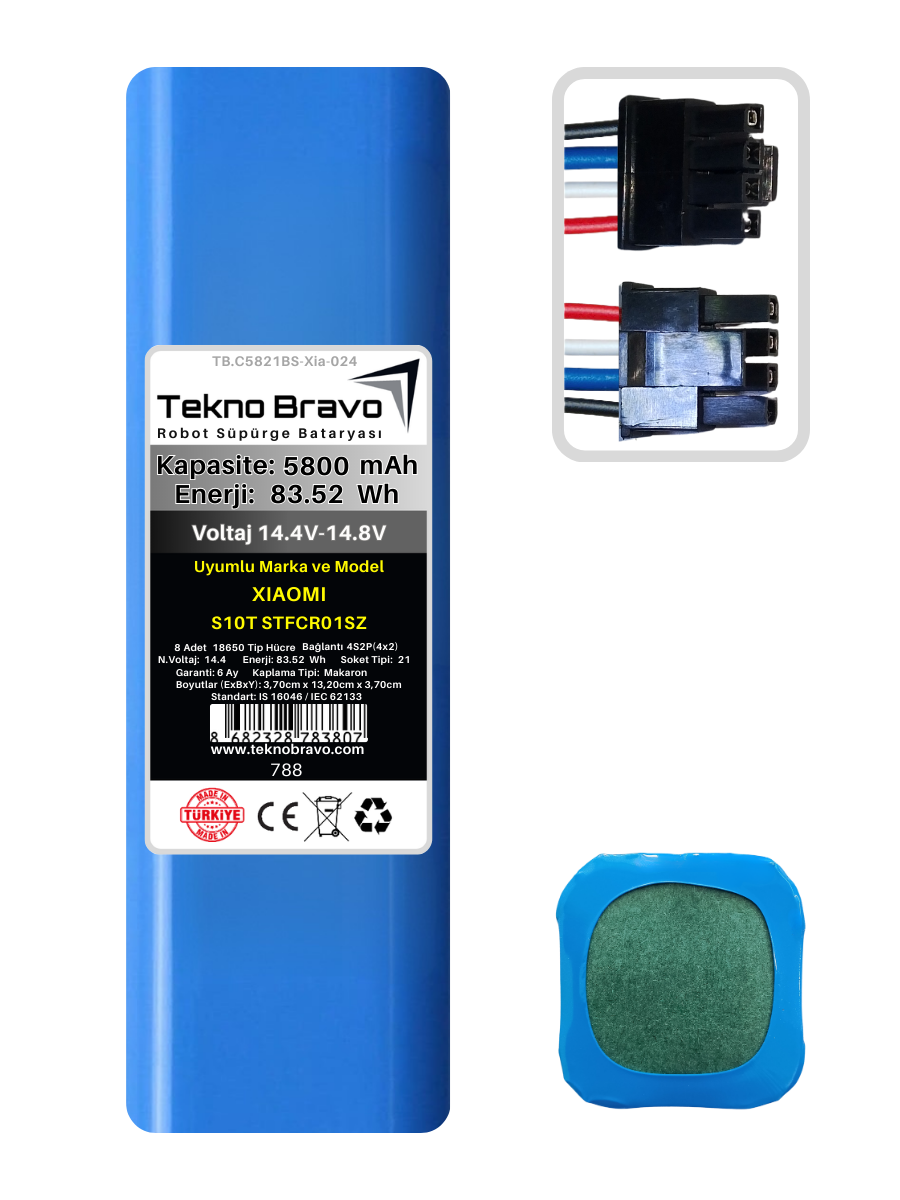 C21-788  Tekno Bravo (Xiaomi S10T STFCR01SZ Uyumlu) 5800mAh 83,52Wh Robot Süpürge Yedek Bataryası