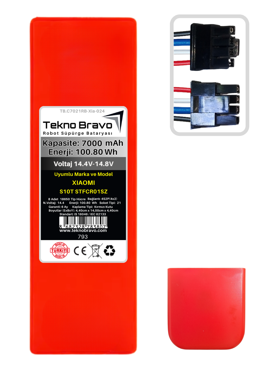 RB21-793  Tekno Bravo (Xiaomi S10T STFCR01SZ Uyumlu) 7000mAh 100,8Wh Robot Süpürge Yedek Bataryası