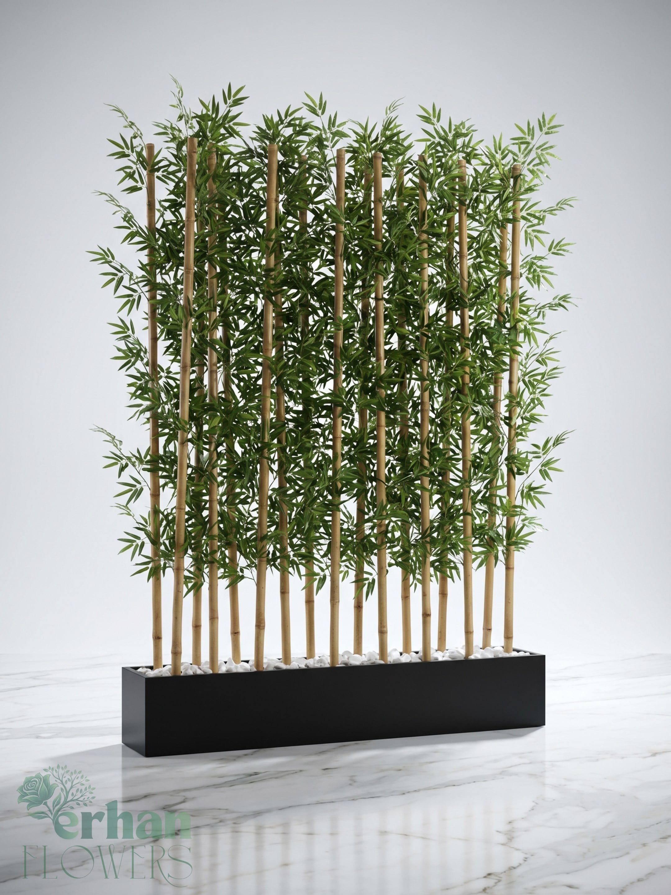 Seperatör Bambu Modelleri | MDF Saksılı Yapay BambuBambu Seperatör (100 cm Siyah Mdf Saksıda)