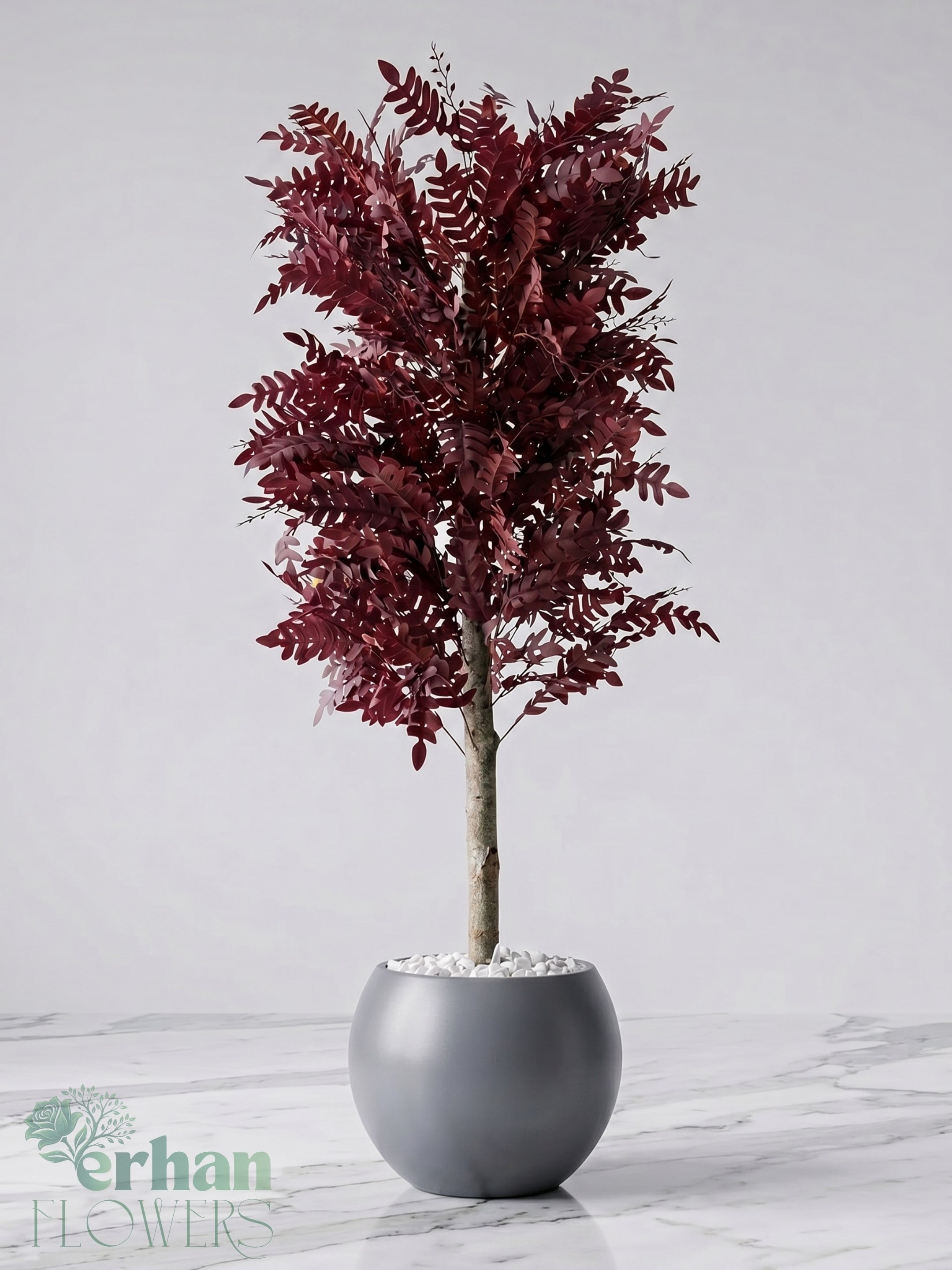 Bordo Yapay Eğrelti Ağacı 100-200 cm | Dekoratif Yapay AğaçYapay Bordo Renk Eğrelti Ağacı