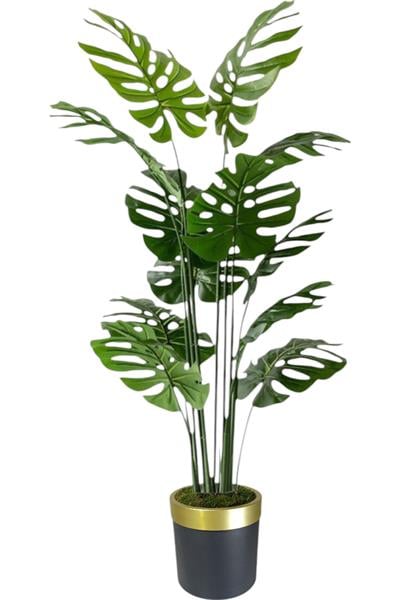  Yapay Ağaç Monstera Deve Tabanı Ağacı 180 cm 16 Yaprak siyah gold saksı