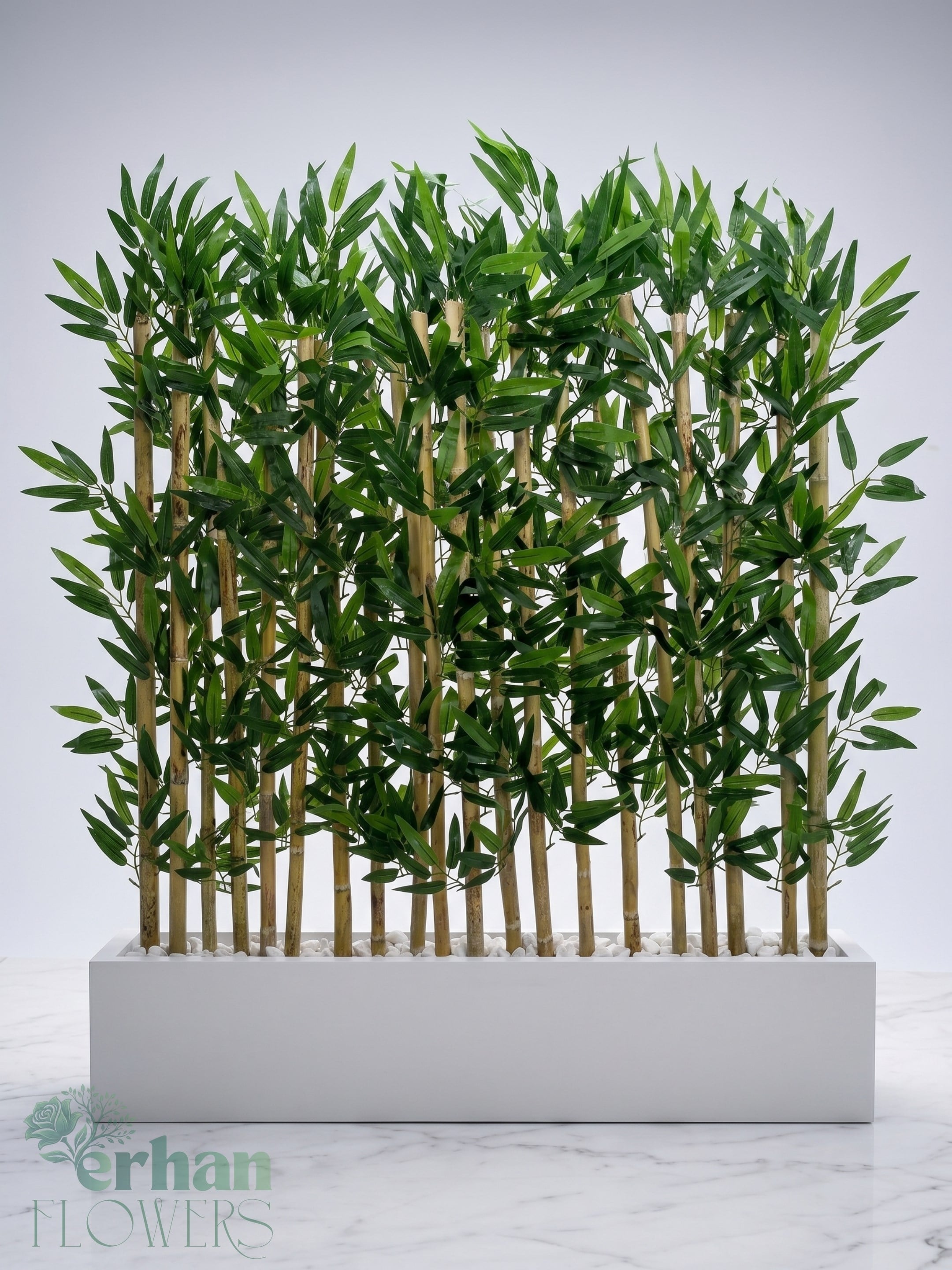 Seperatör Bambu Modelleri | MDF Saksılı Yapay BambuBambu Seperatör (100 cm Beyaz Mdf Saksıda)