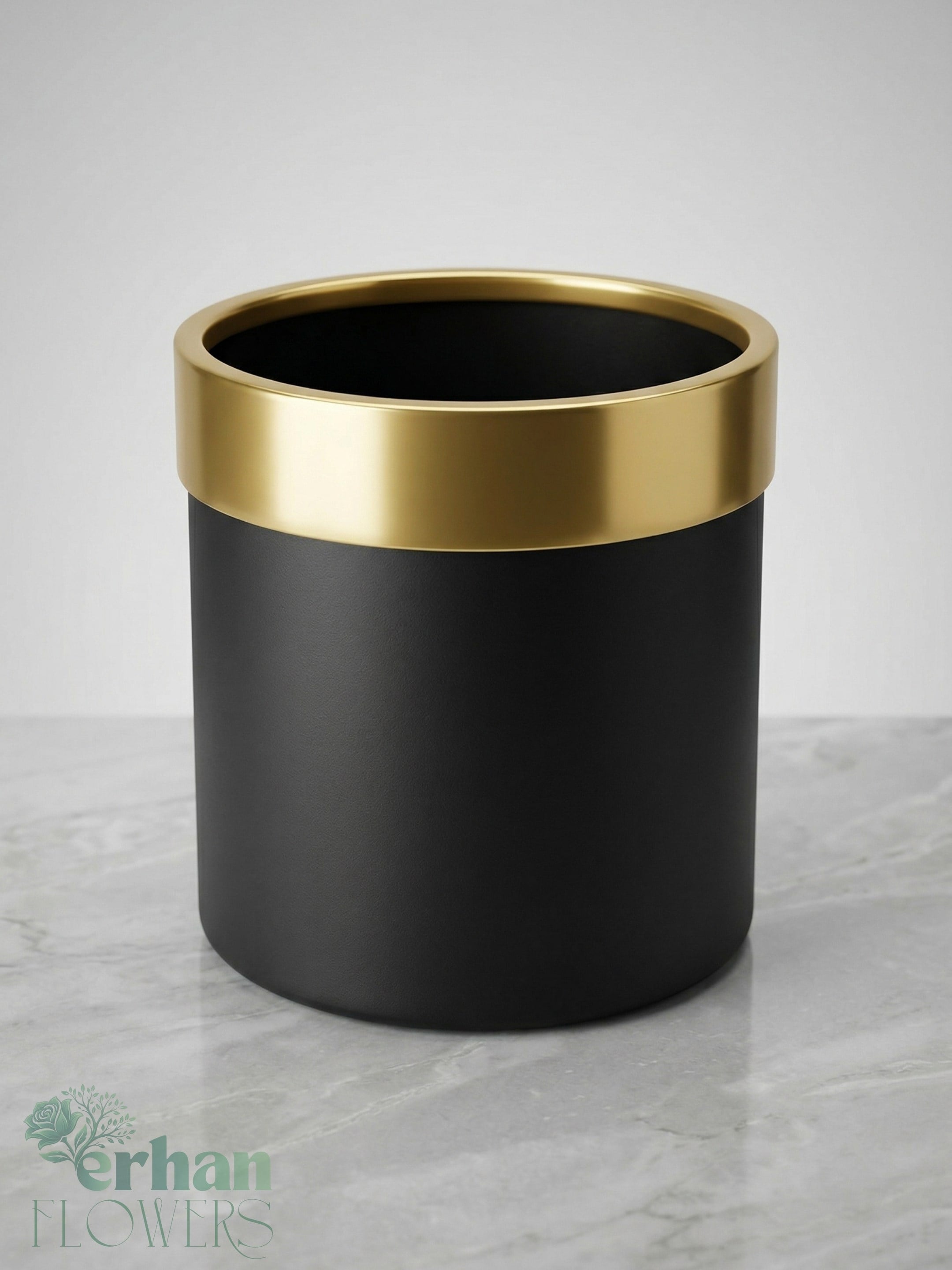 Gold Kemerli Siyah Metal Saksı