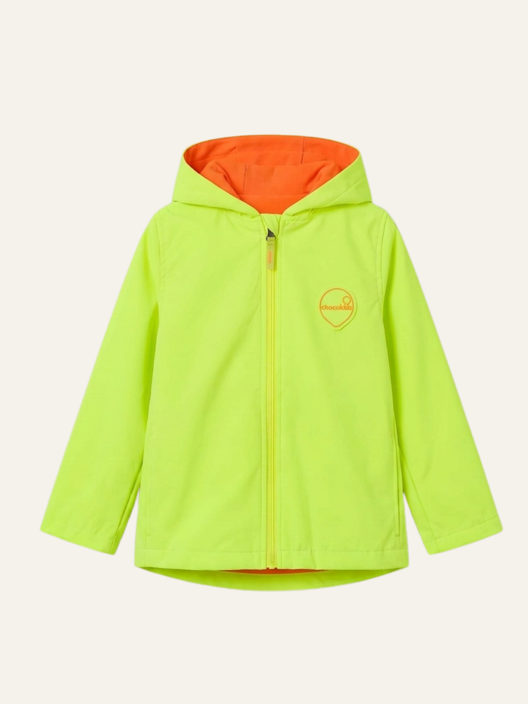 Kapüşonlu Penye Astarlı Yağmurluk Neon Neon Sarı