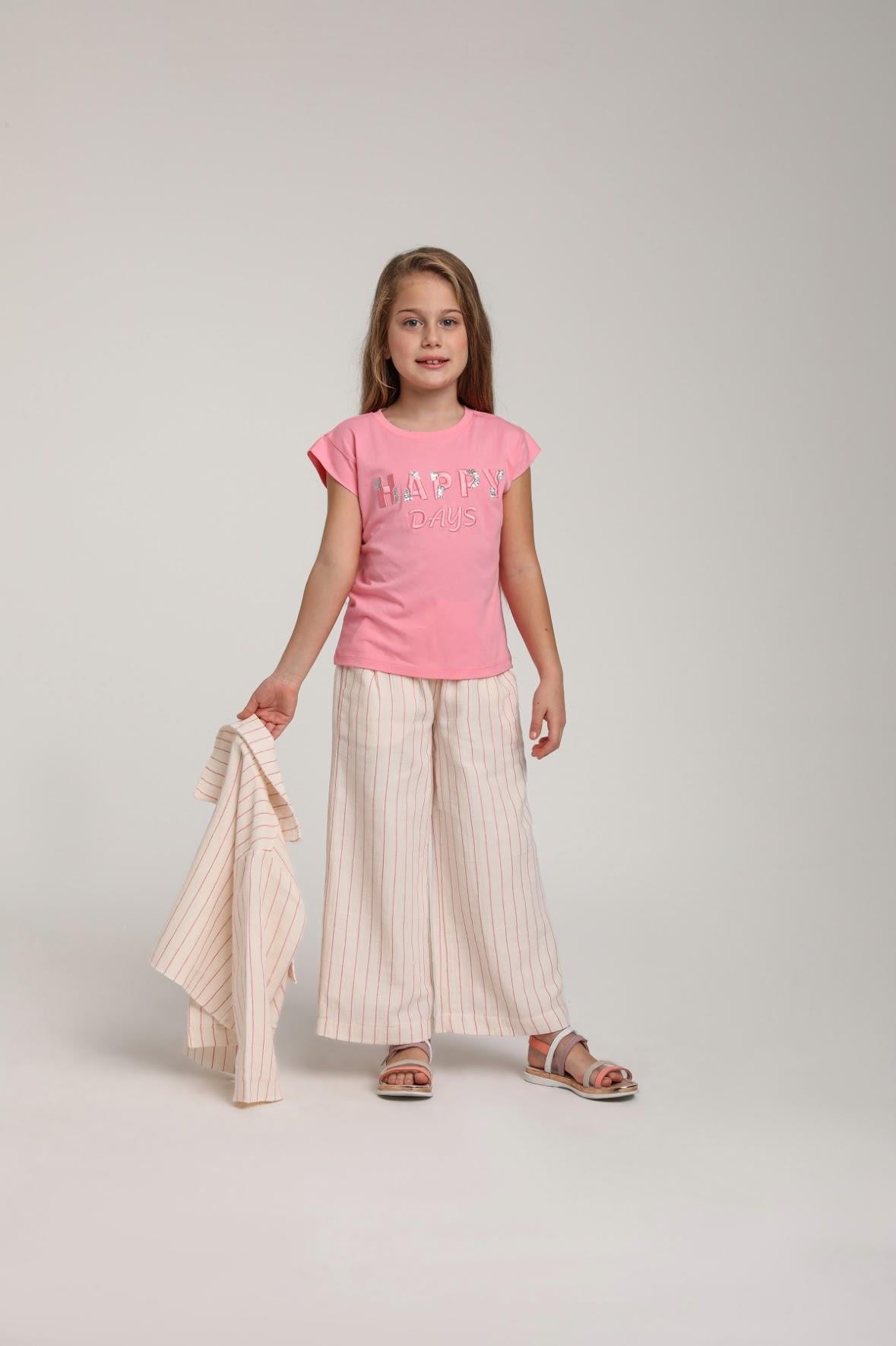 Kız Çocuk 5-14 Yaş Happy T-shirt Pembe 36011