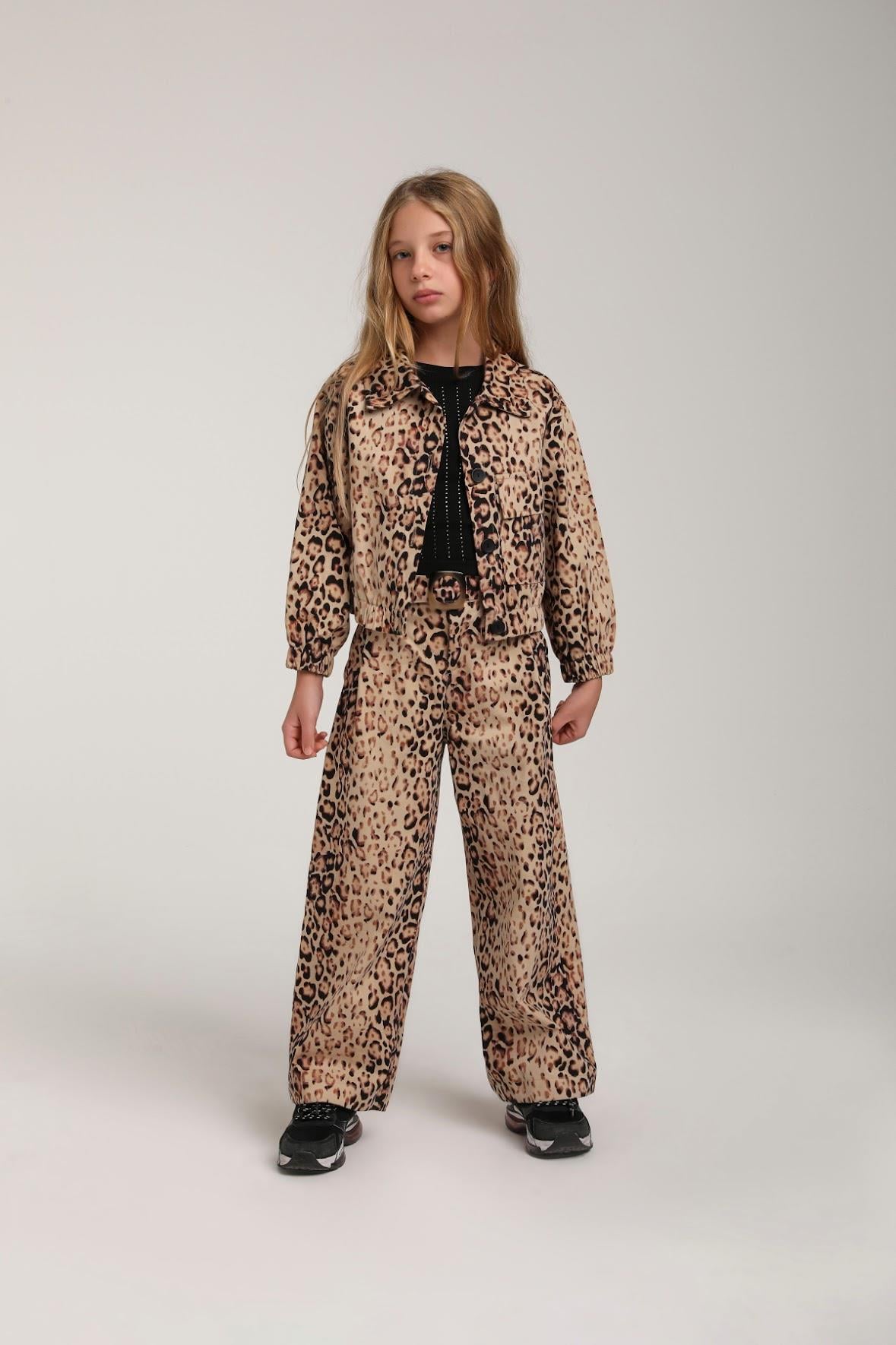 Kız Çocuk 5-9 Yaş Leopar Pant Ceket  Takım Kahve 35961