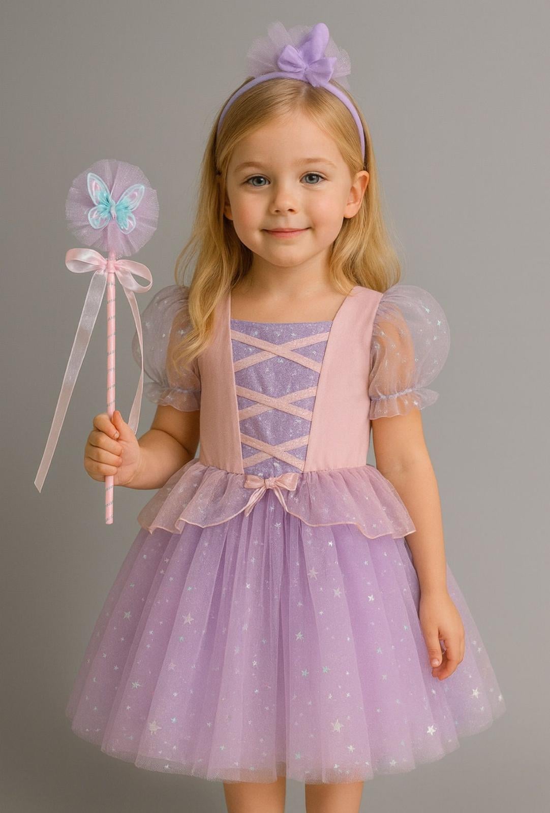 Little Lune Prenses Elbise Set Mor