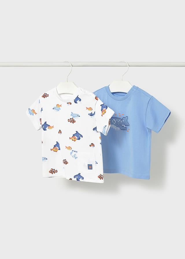 Mayoral Erkek 2 li T-shirt Mavi - Beyaz 1012         