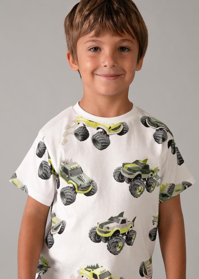 Mayoral Erkek Arabalı   T-shirt  Yeşil - Krem 3068