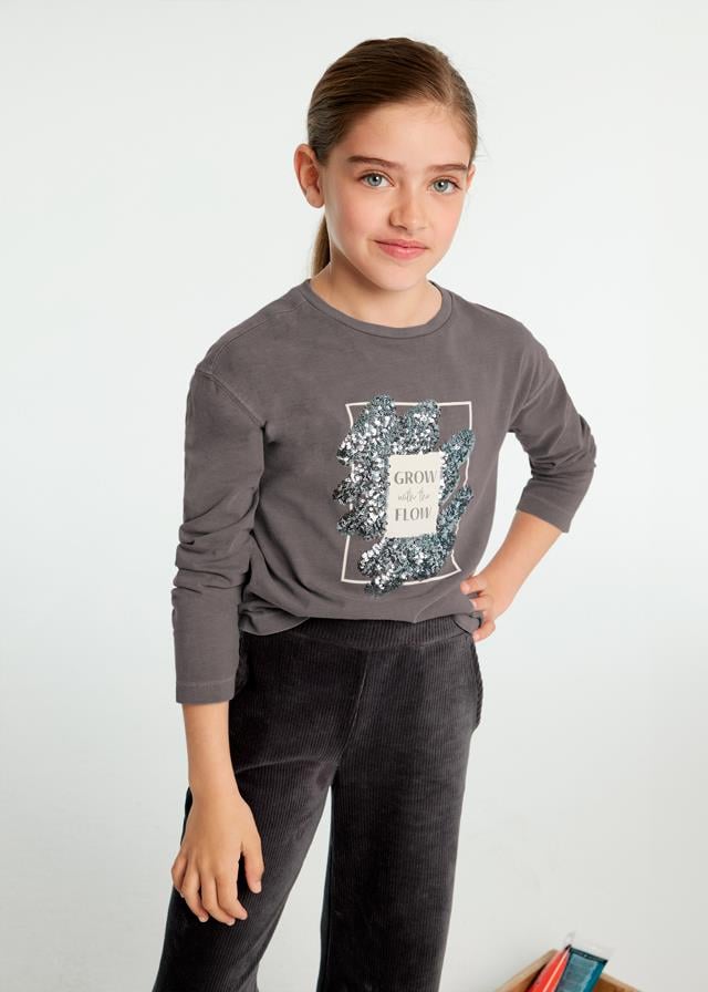Mayoral Kız 10-18 Yaş Kışlık Payetli T-shirt Gri 7010